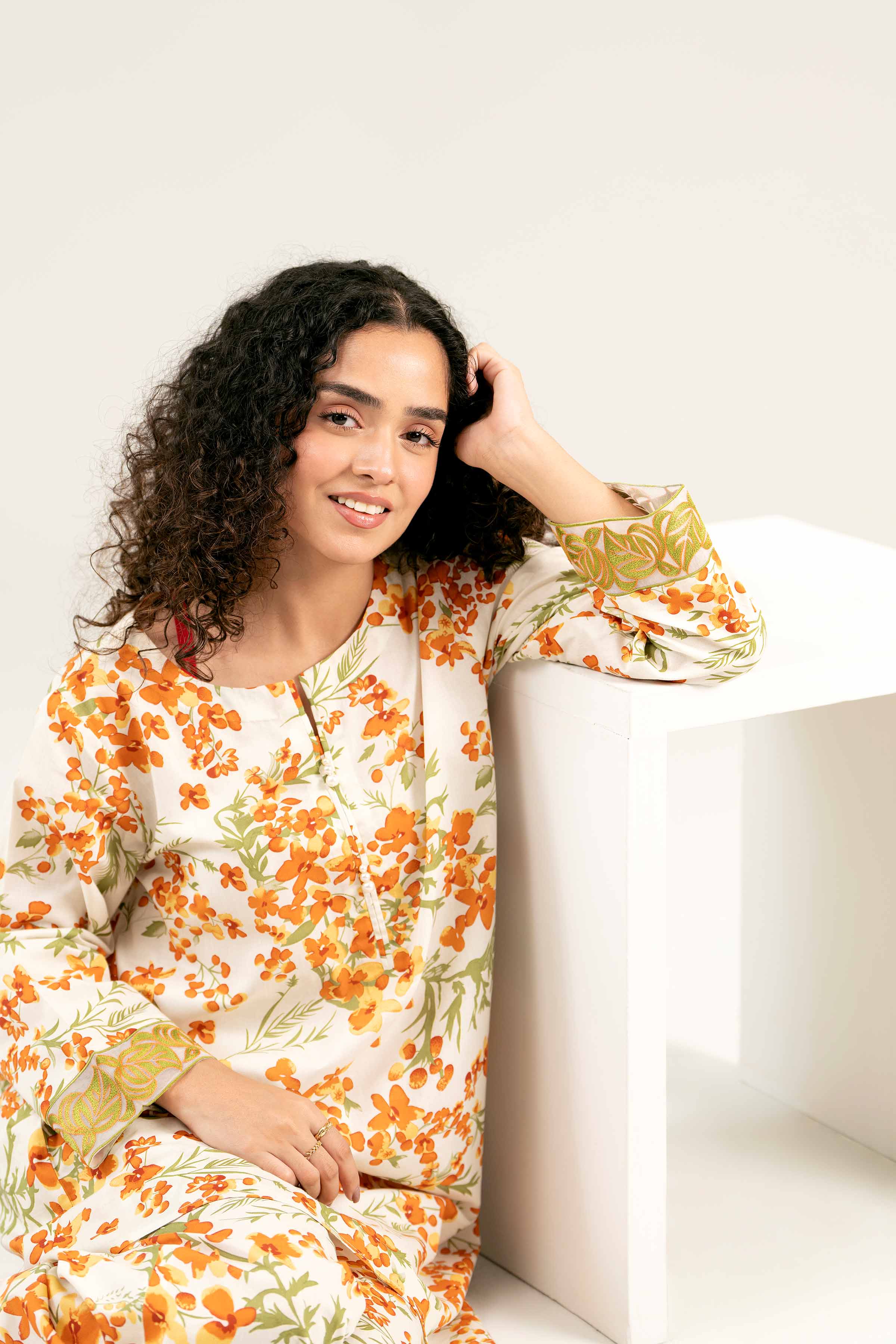 2 Piece - Printed Embroidered Suit - PS25-13 - Image 6