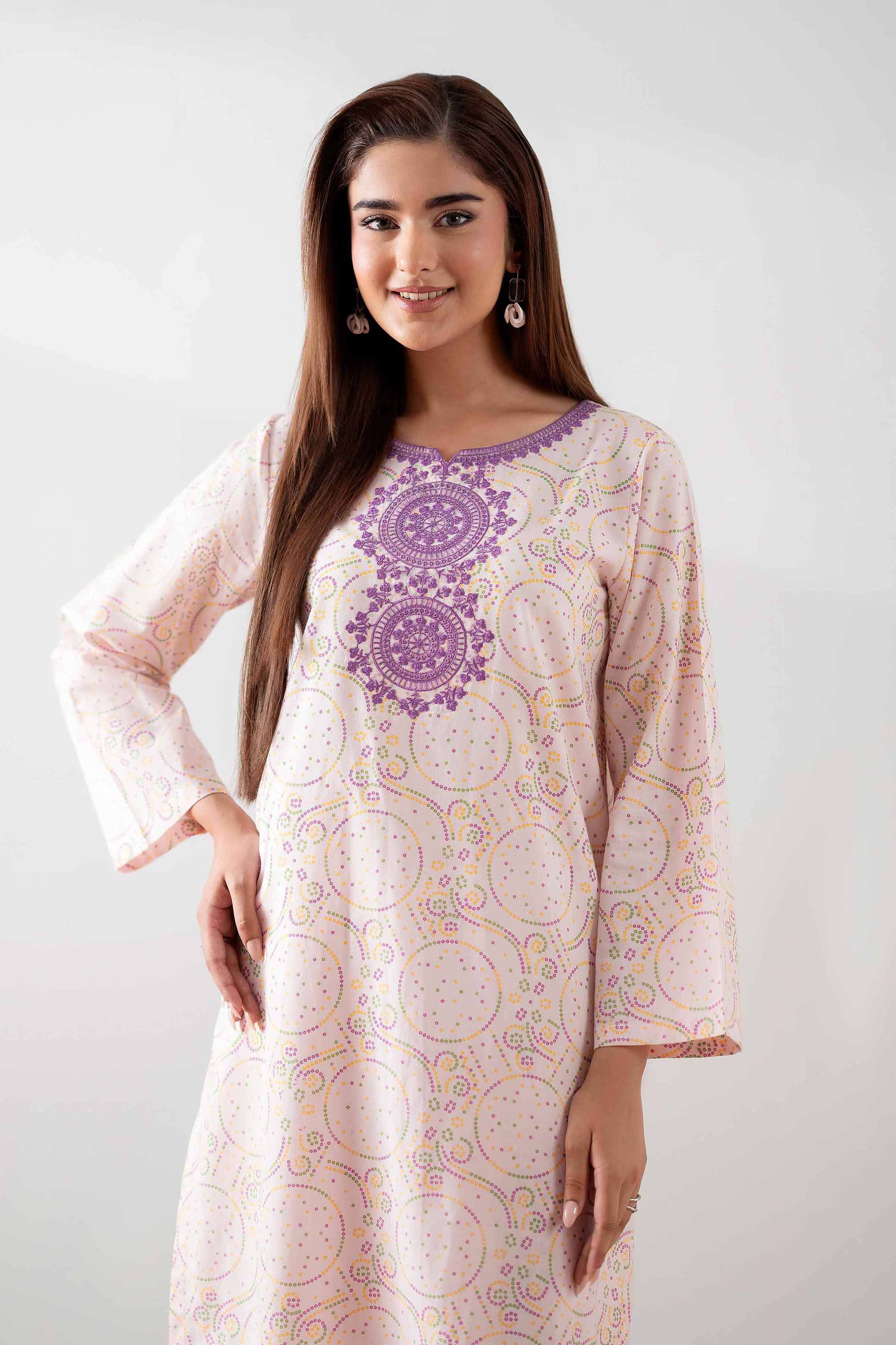 2 Piece - Printed Embroidered Suit - PS25-177 - Image 2