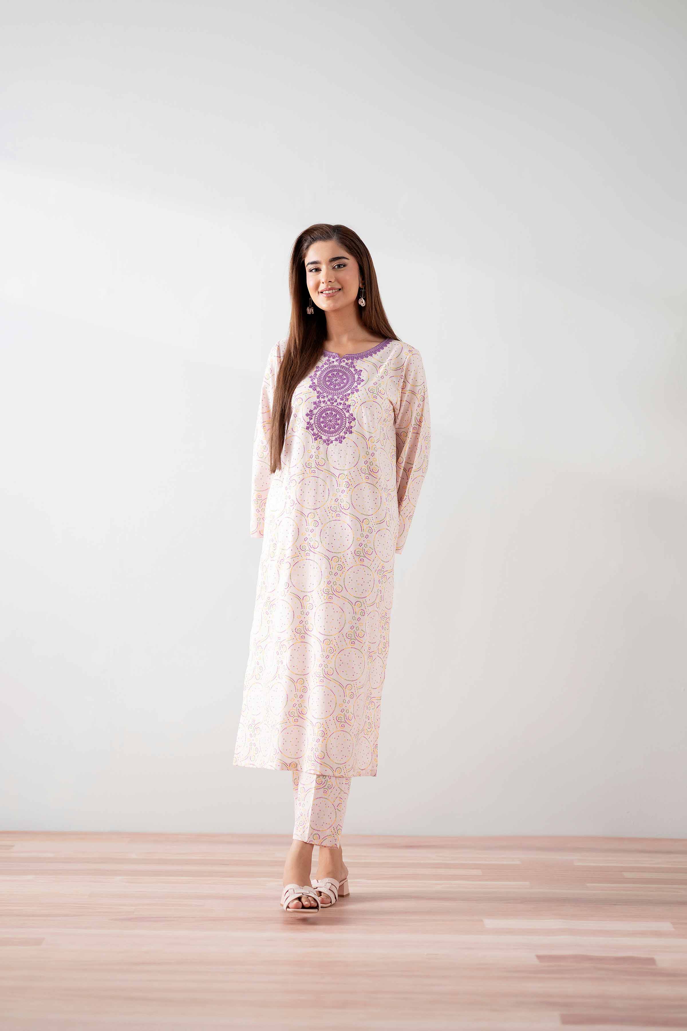 2 Piece - Printed Embroidered Suit - PS25-177 - Image 4