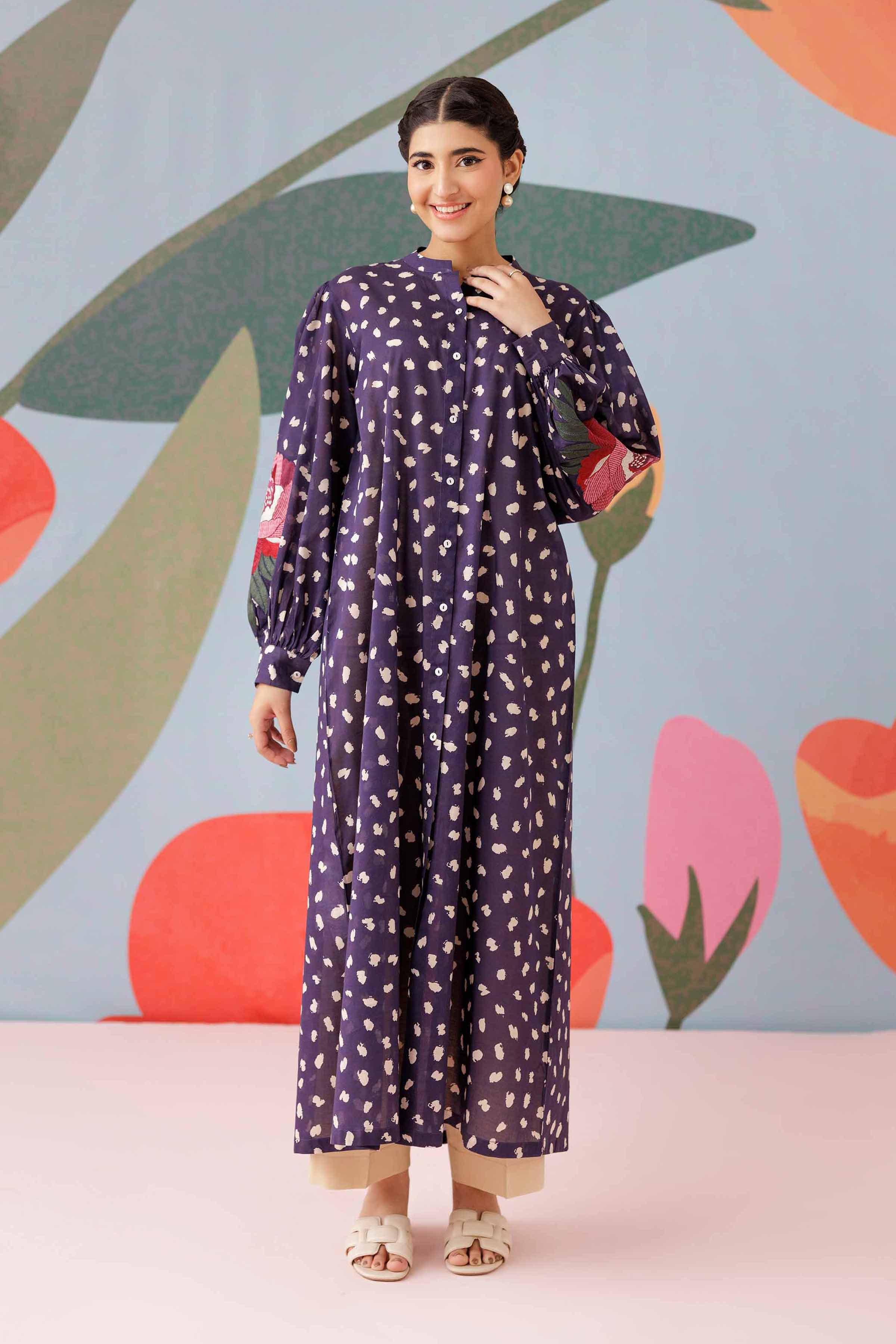 Printed Embroidered Dress - PS25-187 - Image 2