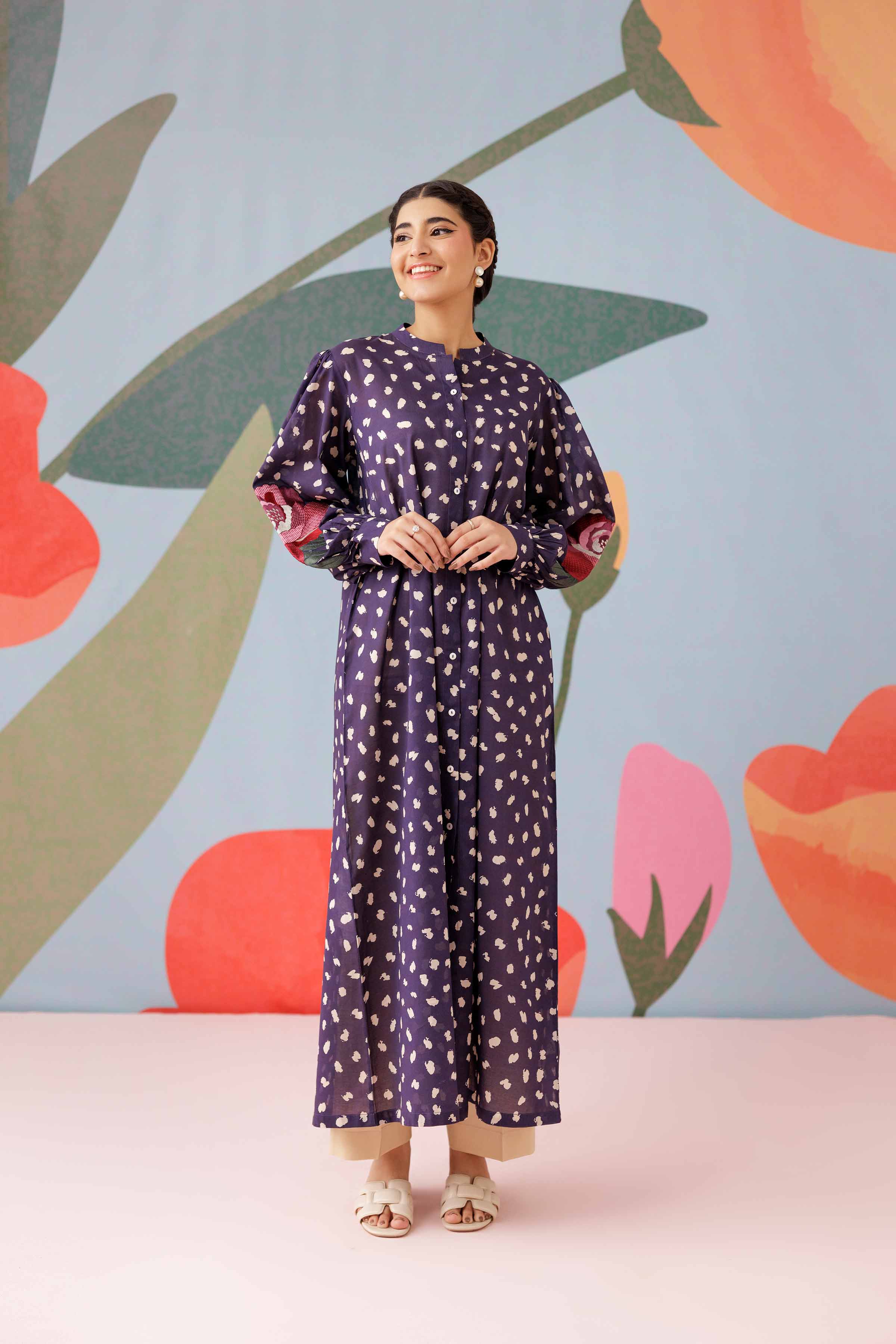 Printed Embroidered Dress - PS25-187 - Image 6
