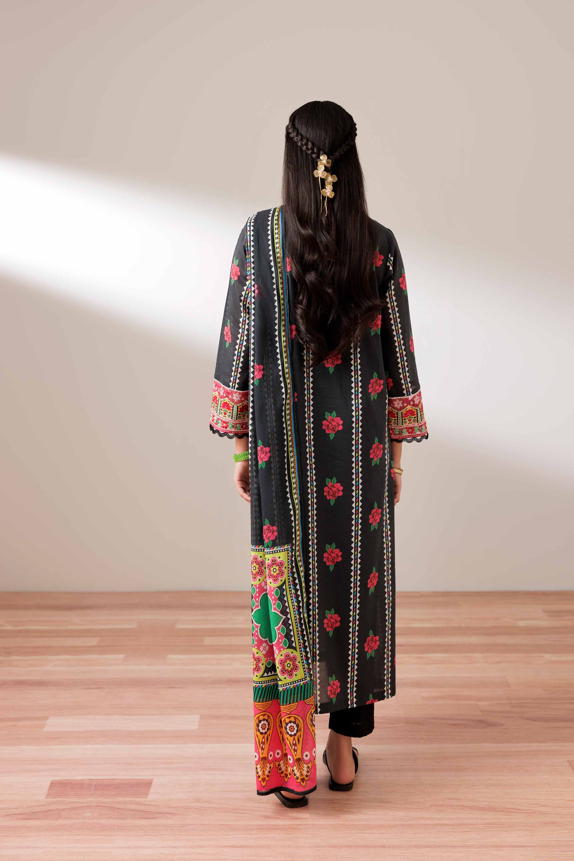 2 Piece - Printed Embroidered Suit - PS25-193 - Image 3