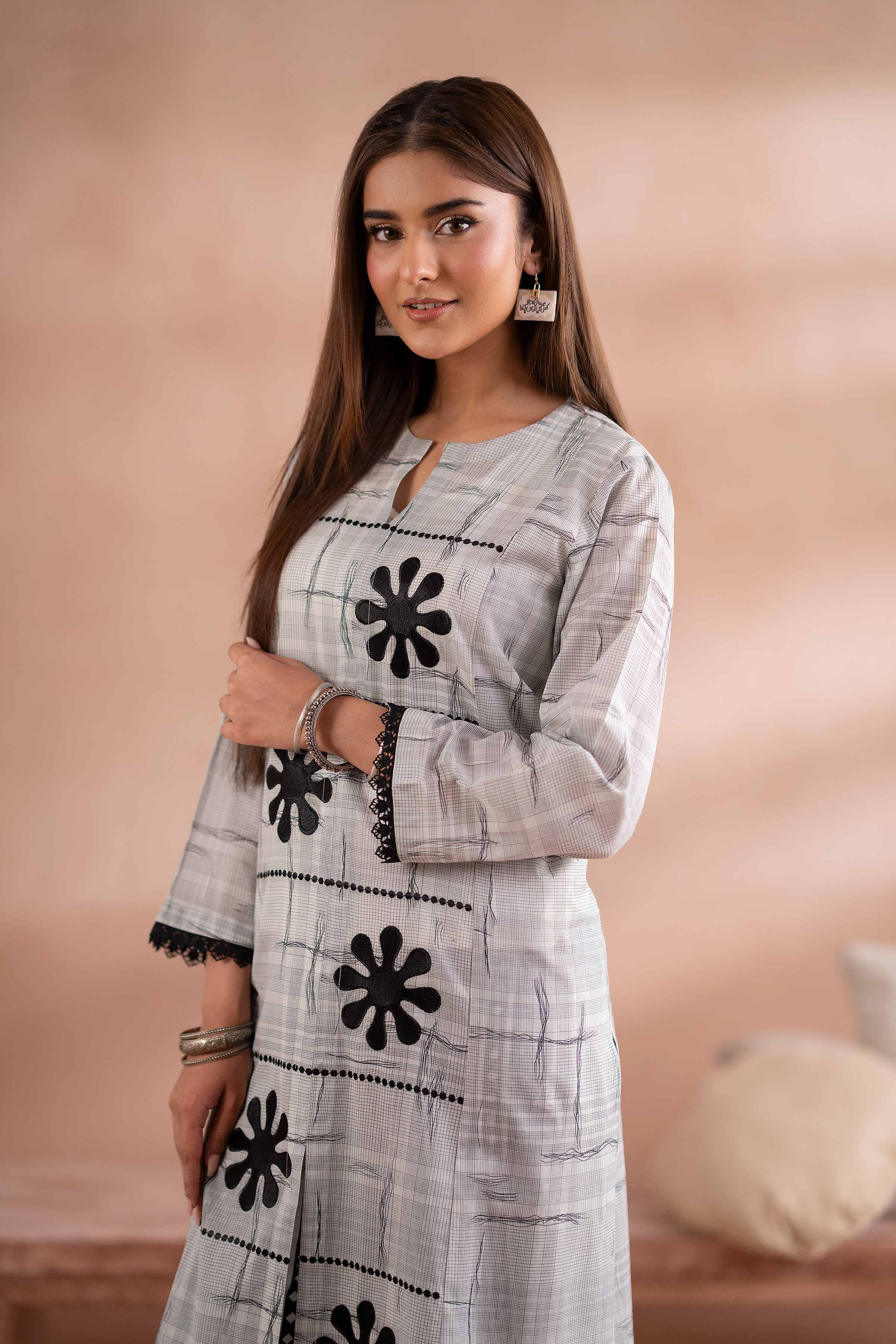 2 Piece - Printed Embroidered Suit - PS25-194 - Image 2