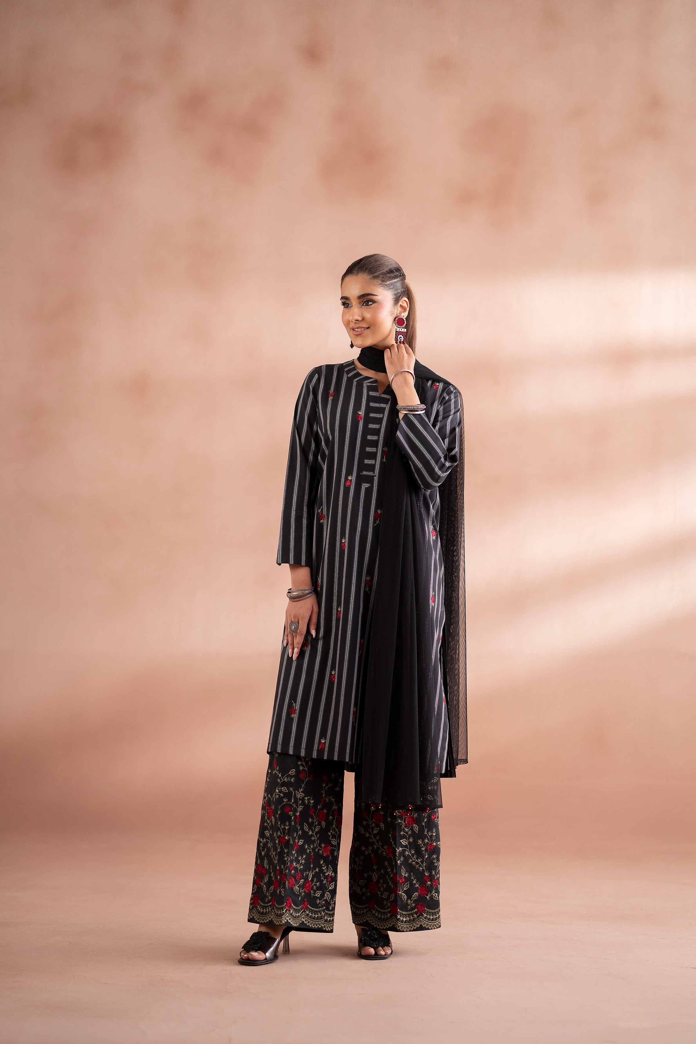 3 Piece - Embroidered Suit - PS25-214 - Image 3