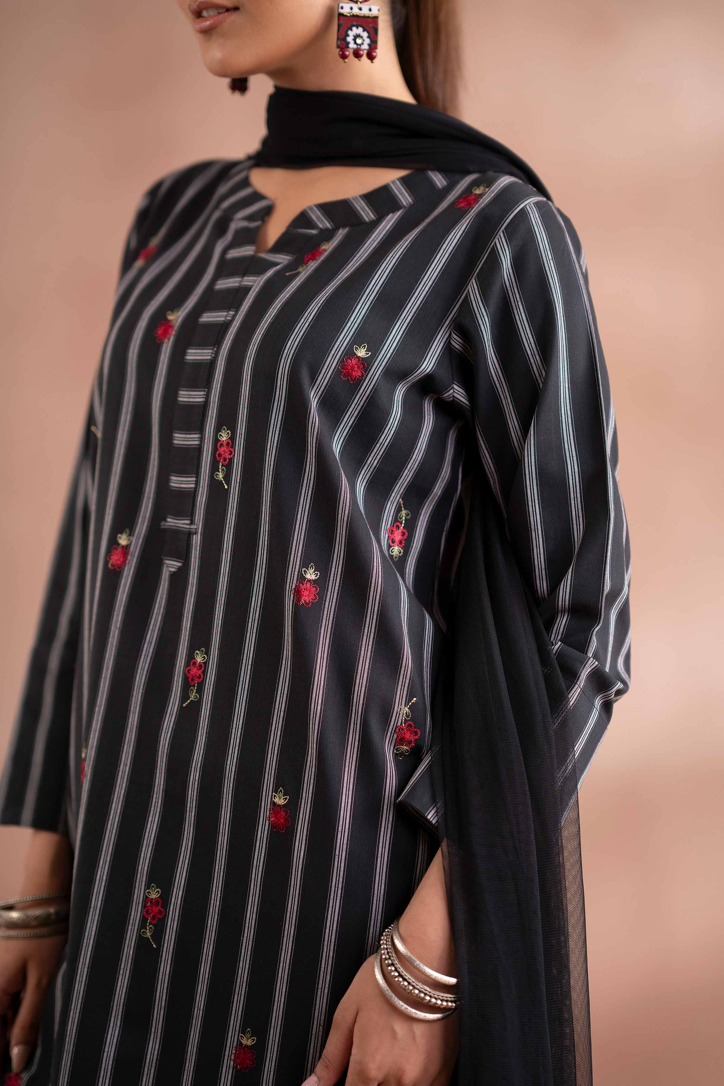 3 Piece - Embroidered Suit - PS25-214 - Image 5
