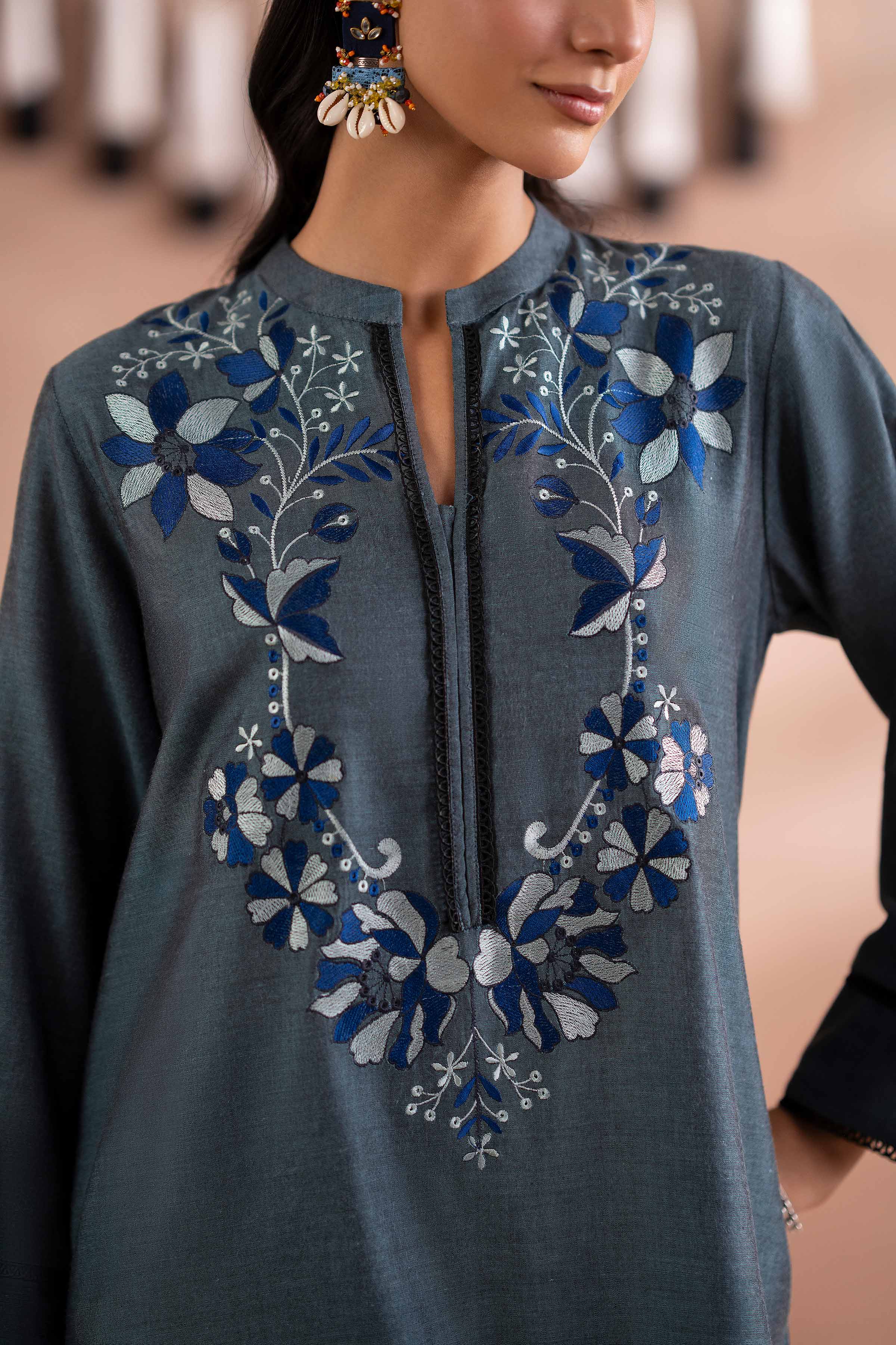 2 Piece - Embroidered Suit - PS25-215 - Image 6
