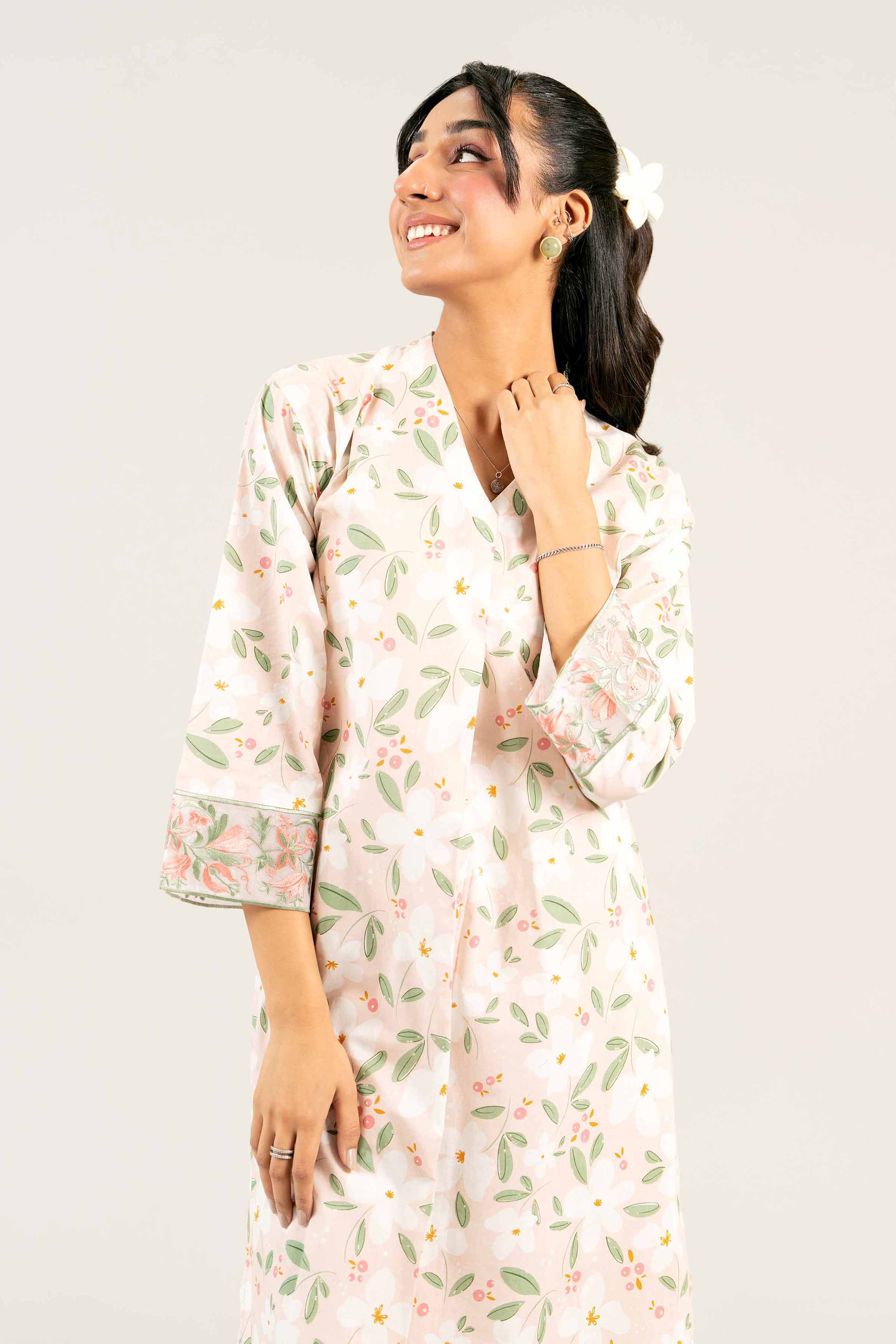 2 Piece - Printed Embroidered Suit - PS25-23 - Image 2