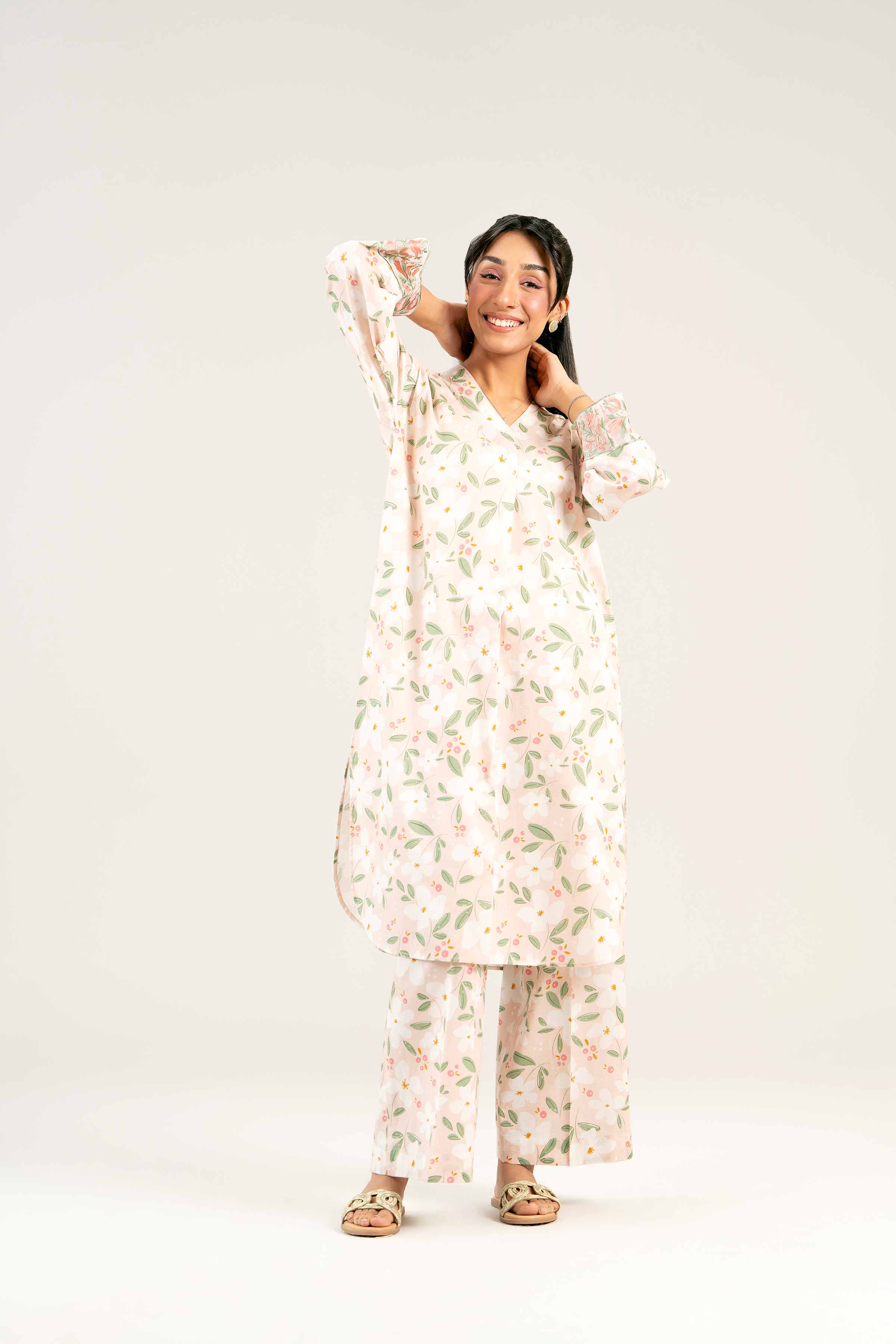 2 Piece - Printed Embroidered Suit - PS25-23 - Image 5