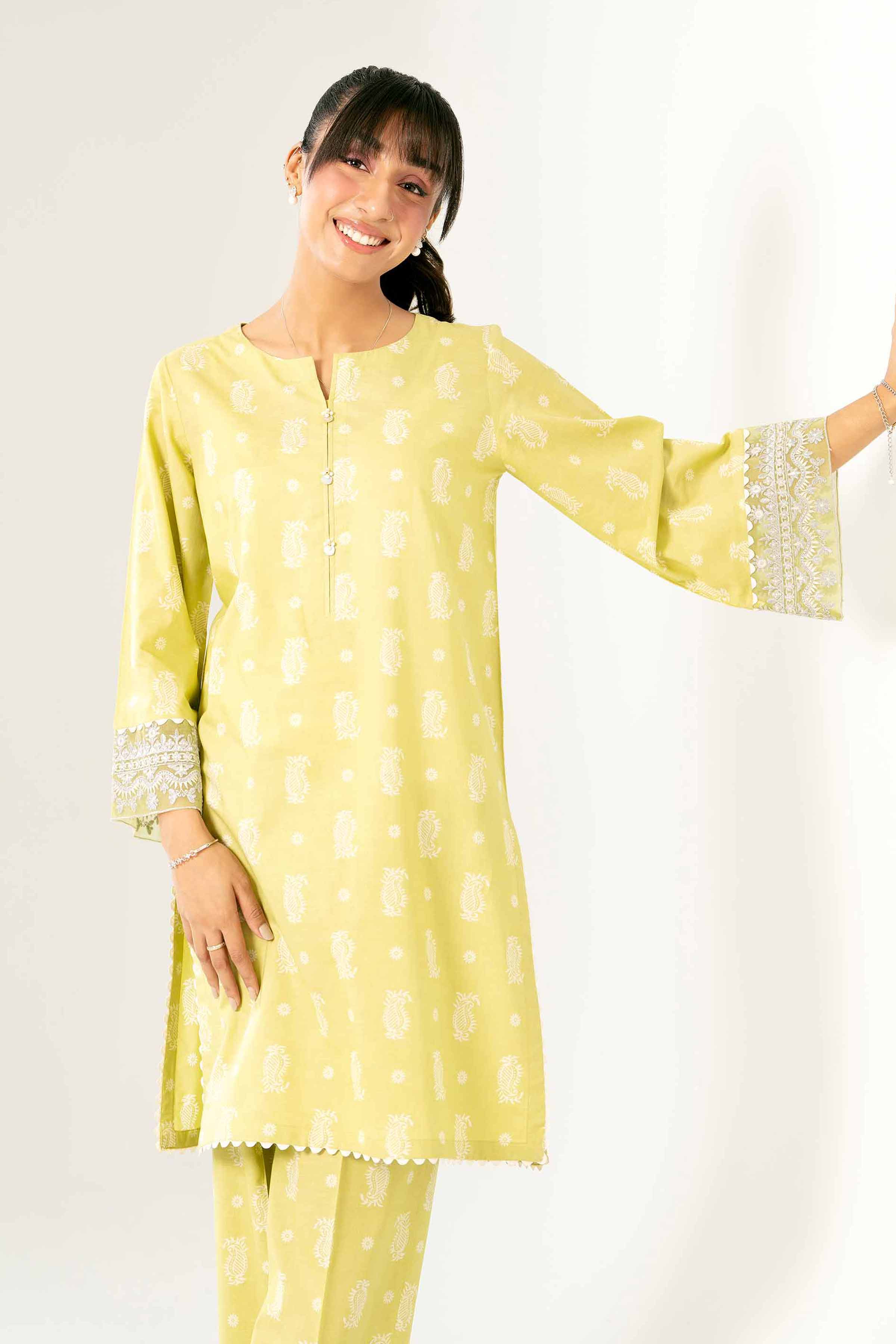 2 Piece - Printed Embroidered Suit - PS25-26 - Image 2