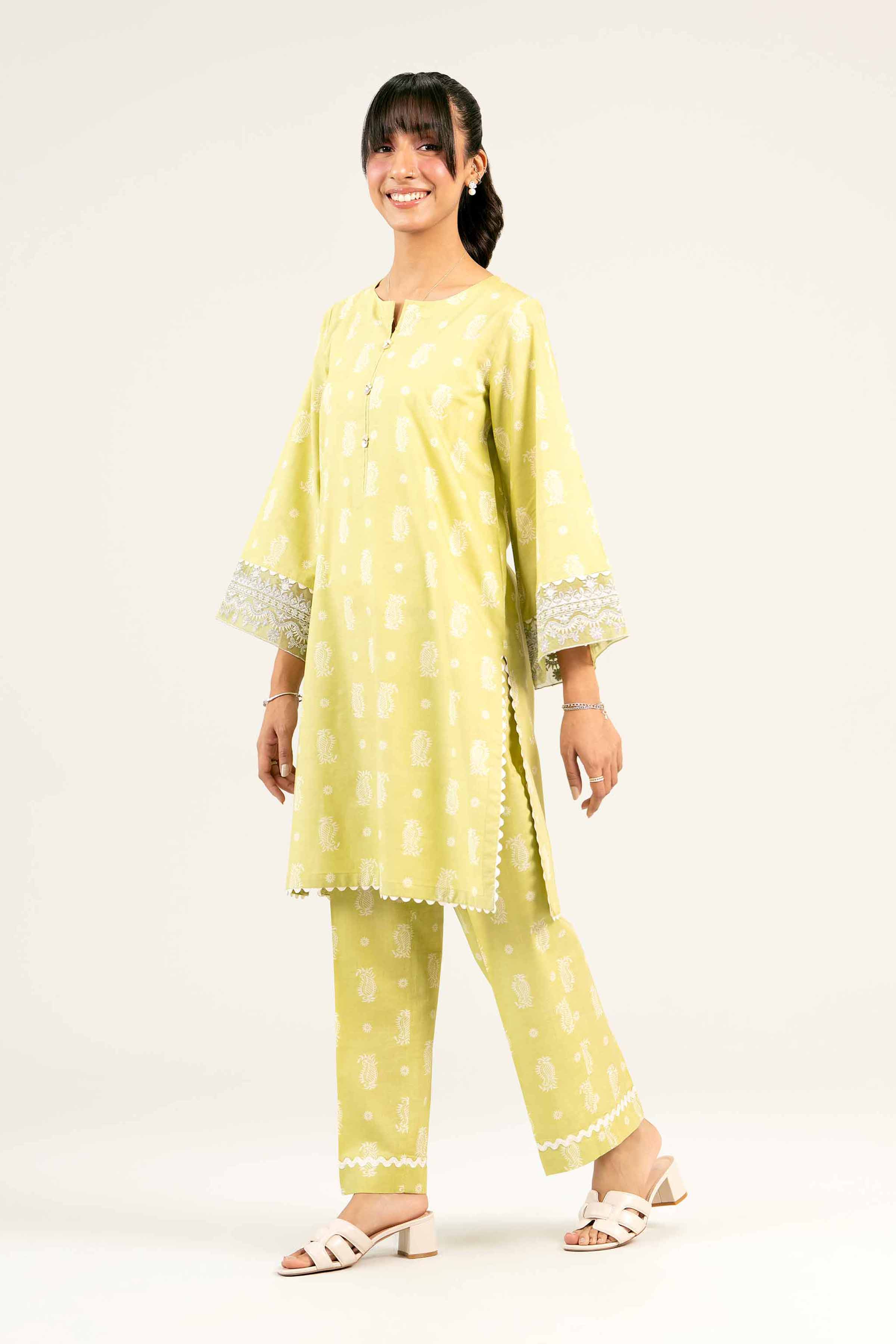 2 Piece - Printed Embroidered Suit - PS25-26 - Image 4