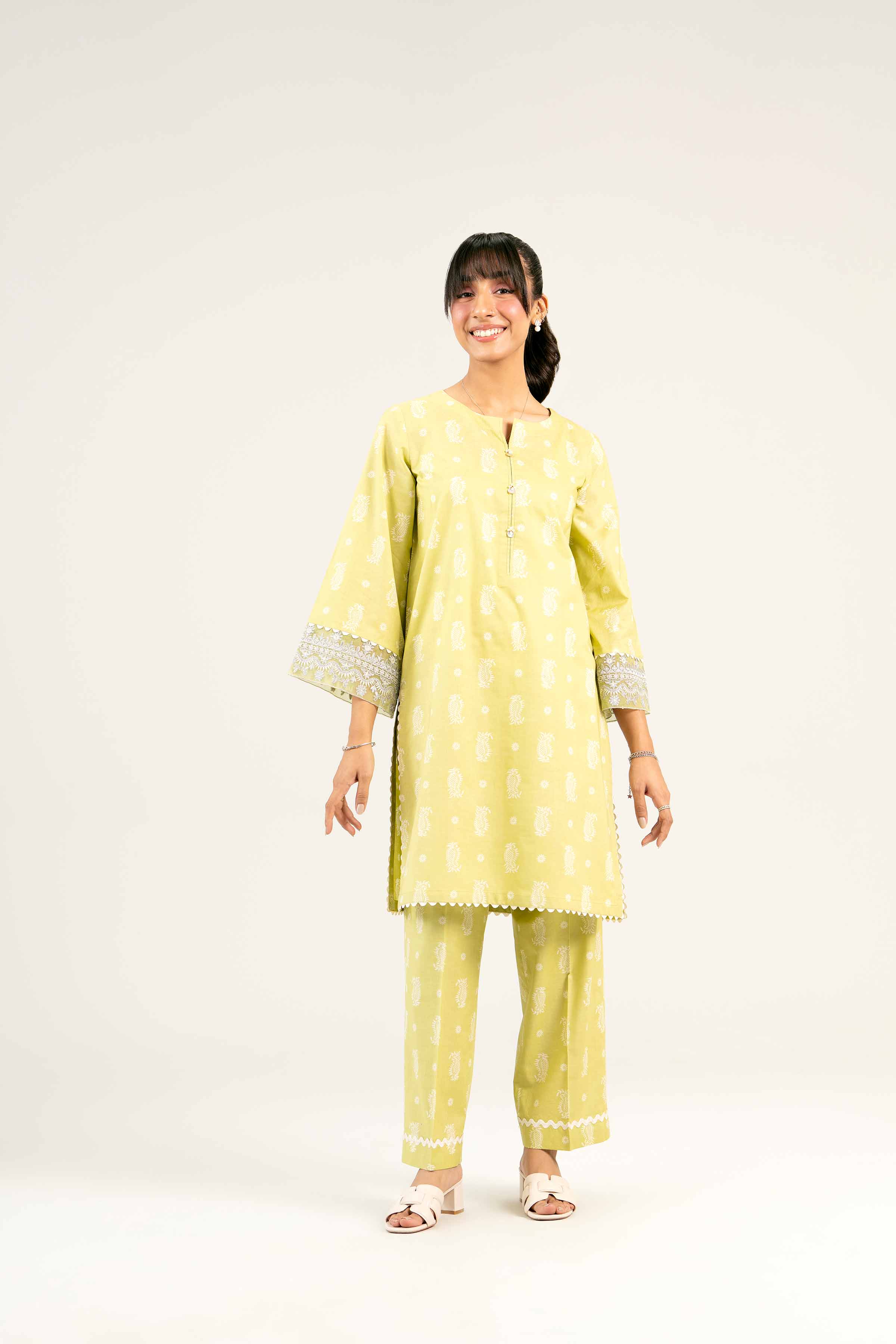 2 Piece - Printed Embroidered Suit - PS25-26 - Image 7