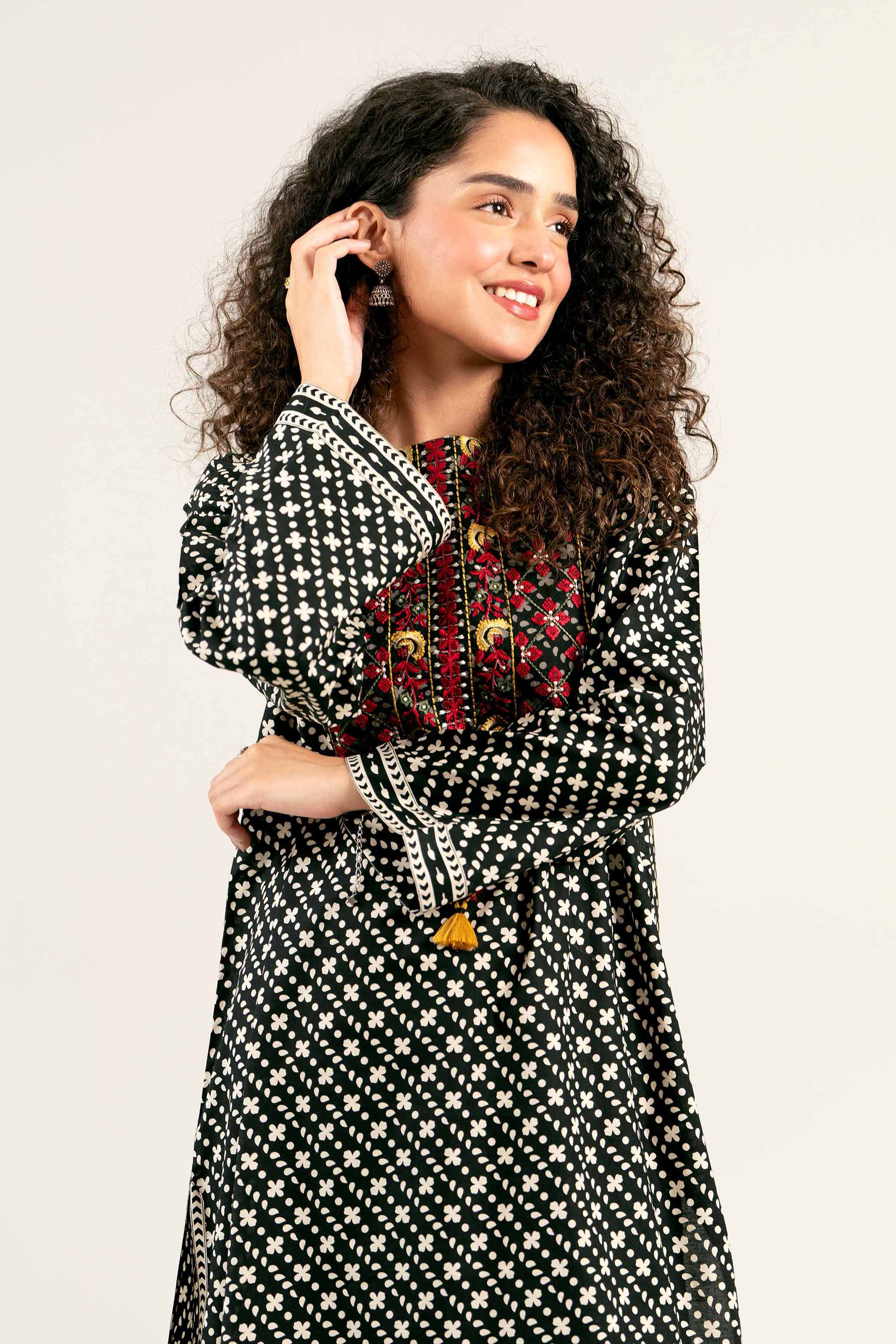 2 Piece - Printed Embroidered Suit - PS25-37 - Image 2