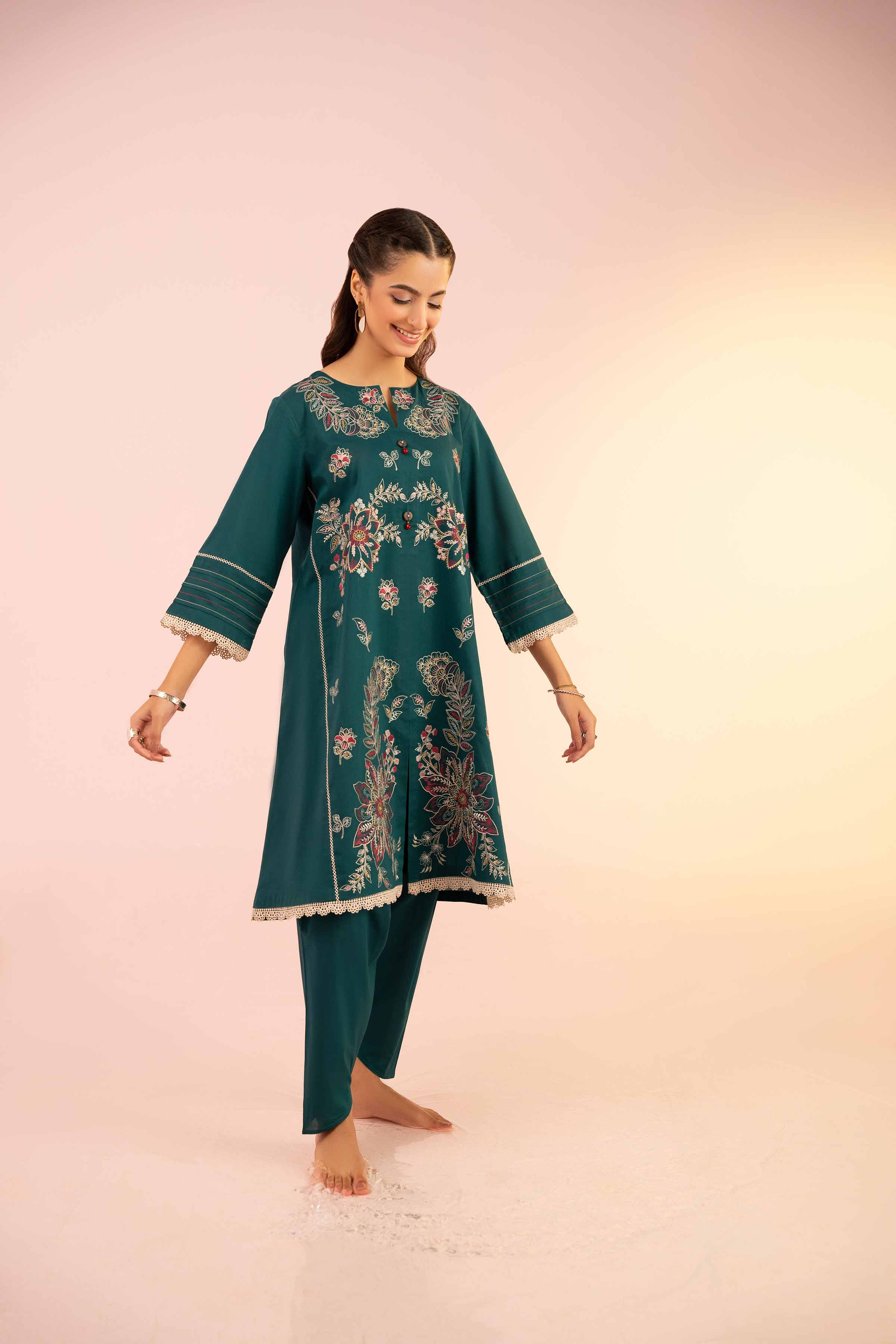 2 Piece - Embroidered Suit - PS25-39 - Image 3