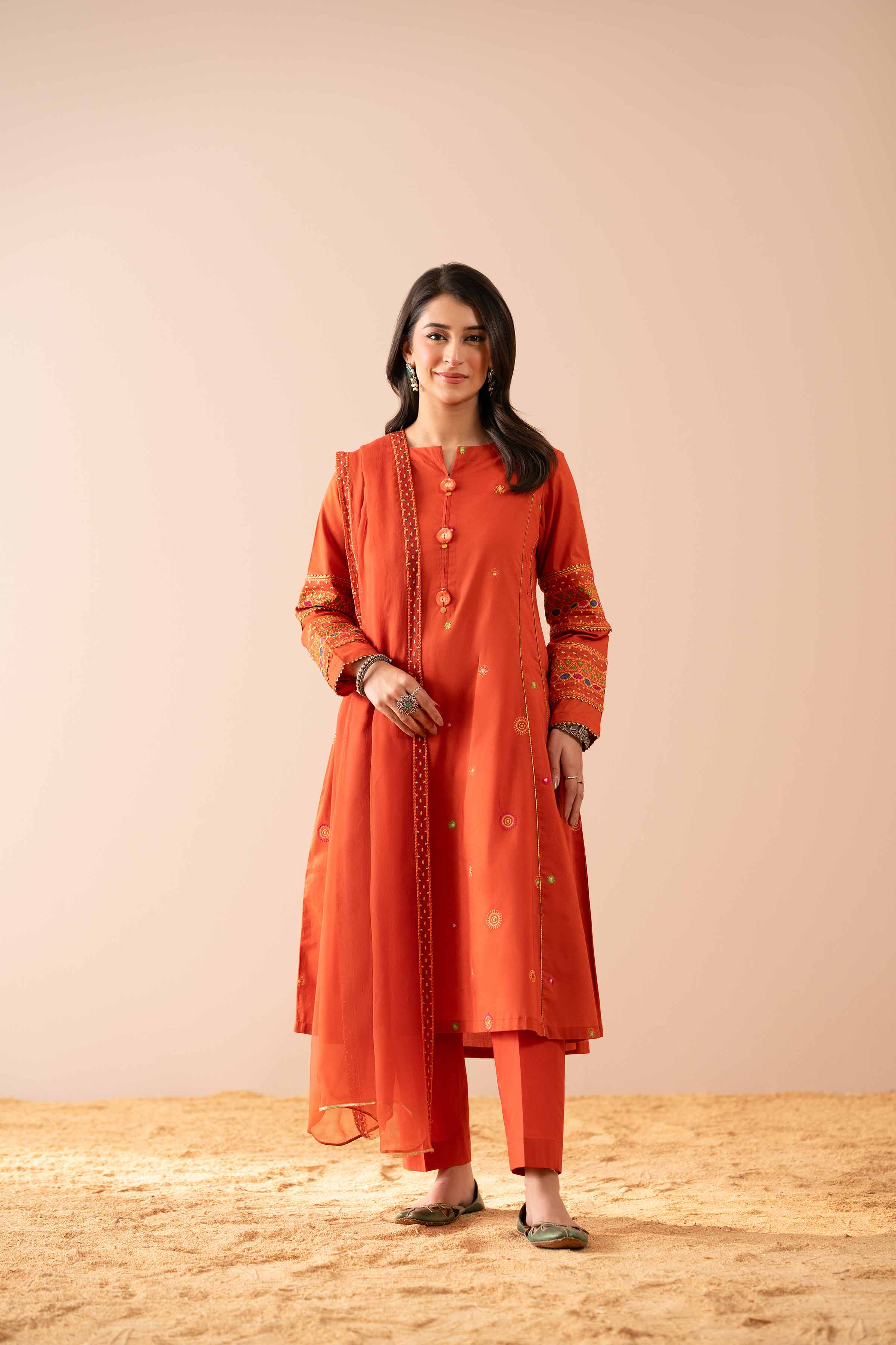 3 Piece - Embroidered Suit - PS25-42 - Image 4