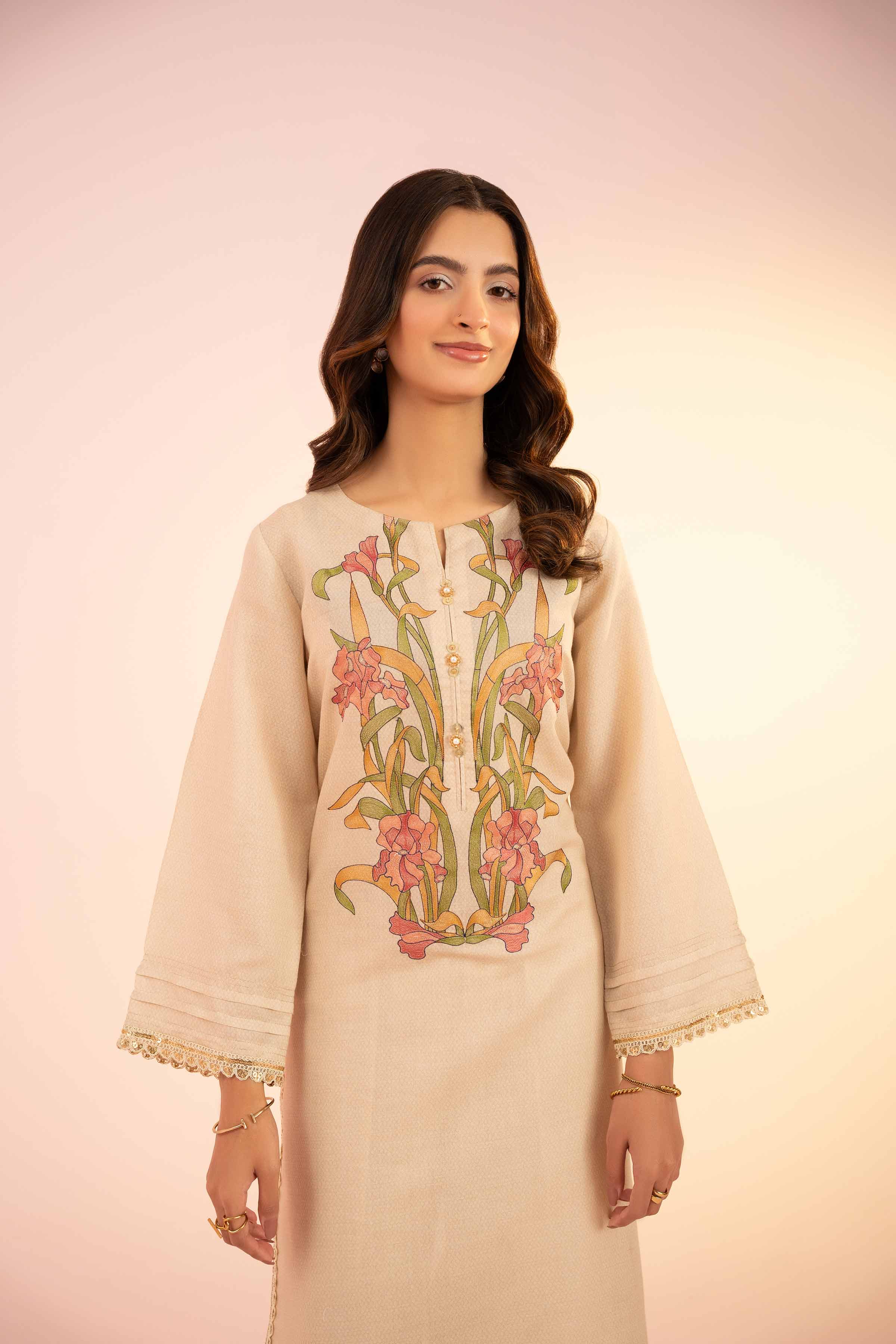 3 Piece - Printed Embroidered Suit - PS25-45 - Image 5
