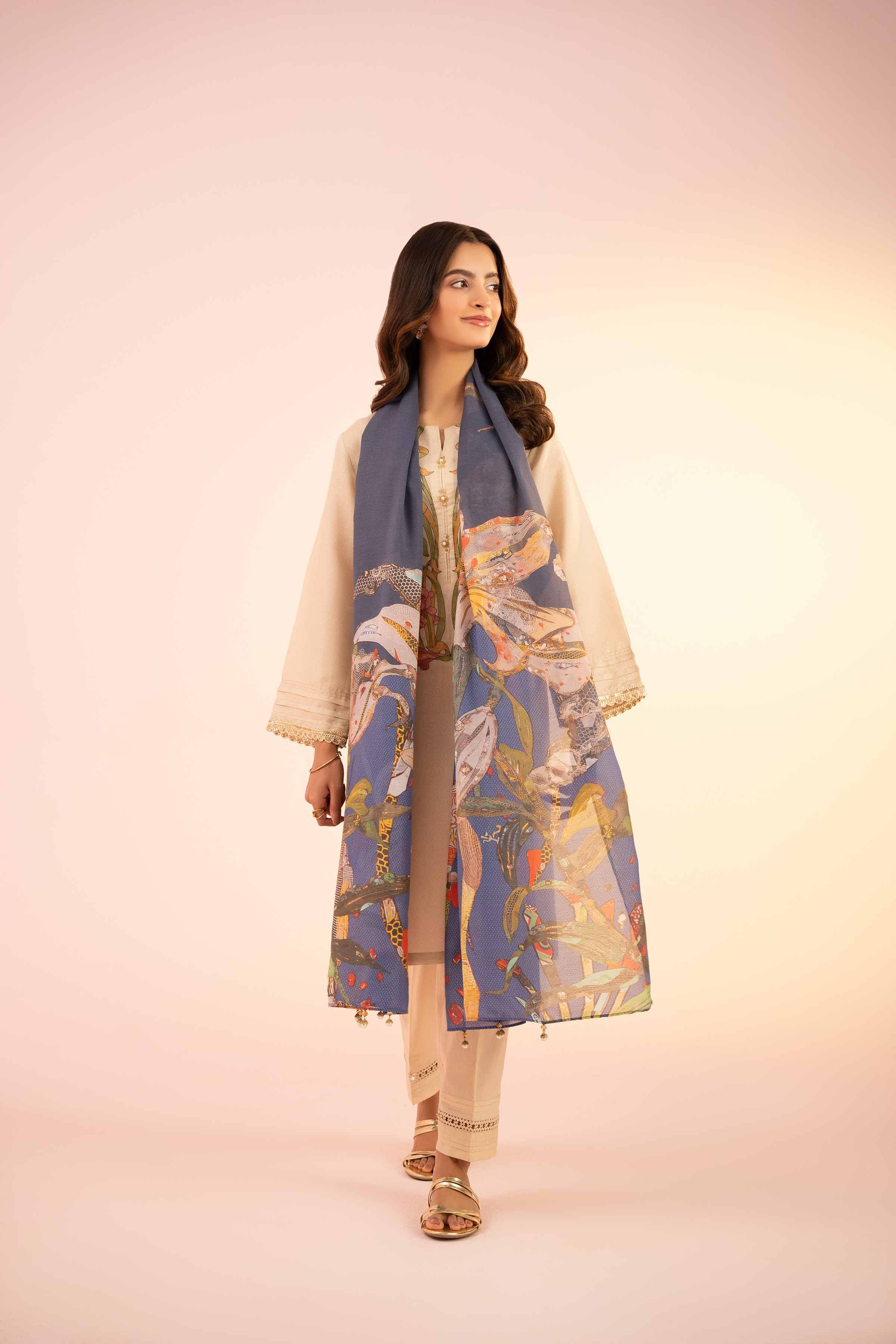3 Piece - Printed Embroidered Suit - PS25-45 - Image 6