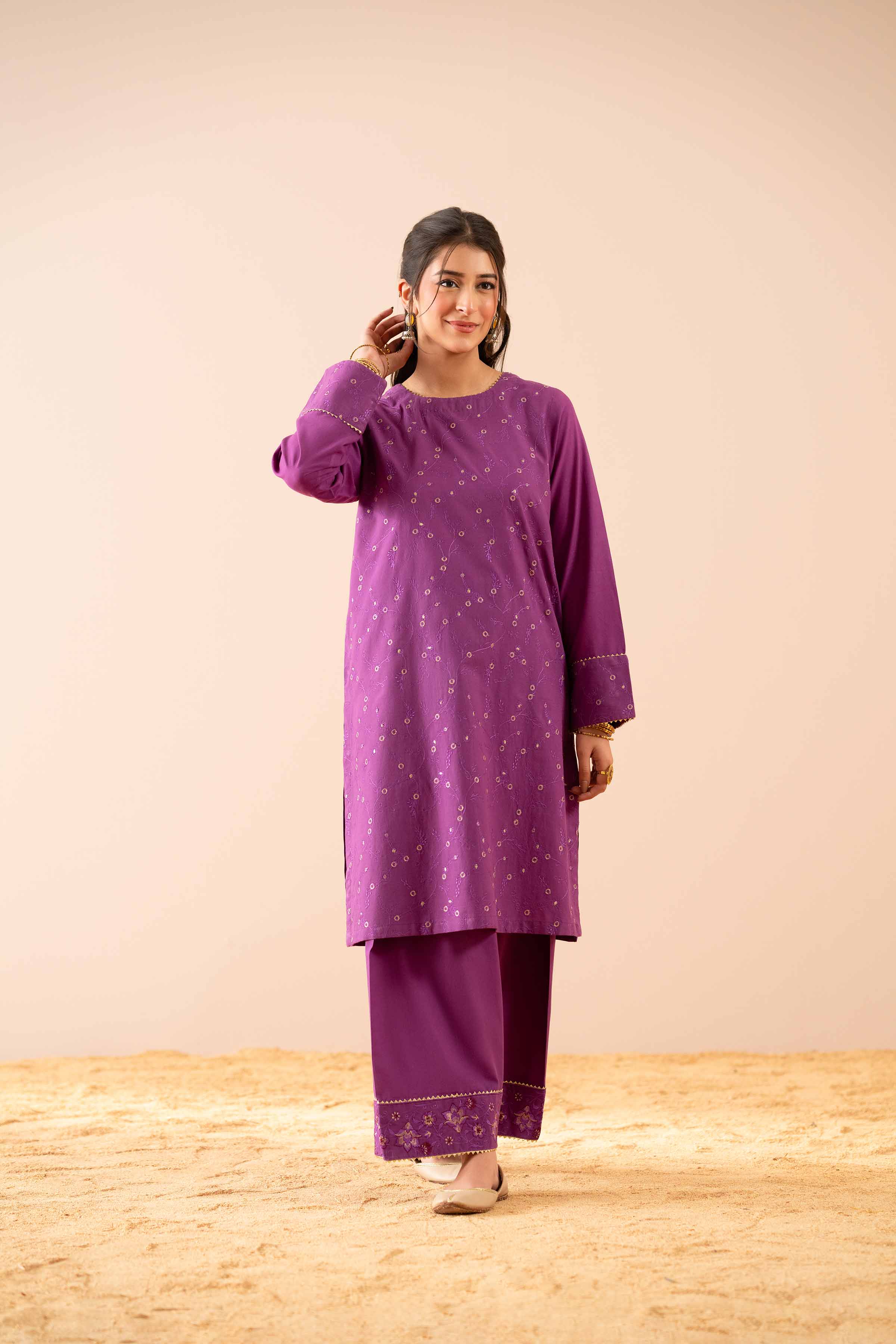 2 Piece - Embroidered Suit - PS25-59 - Image 4