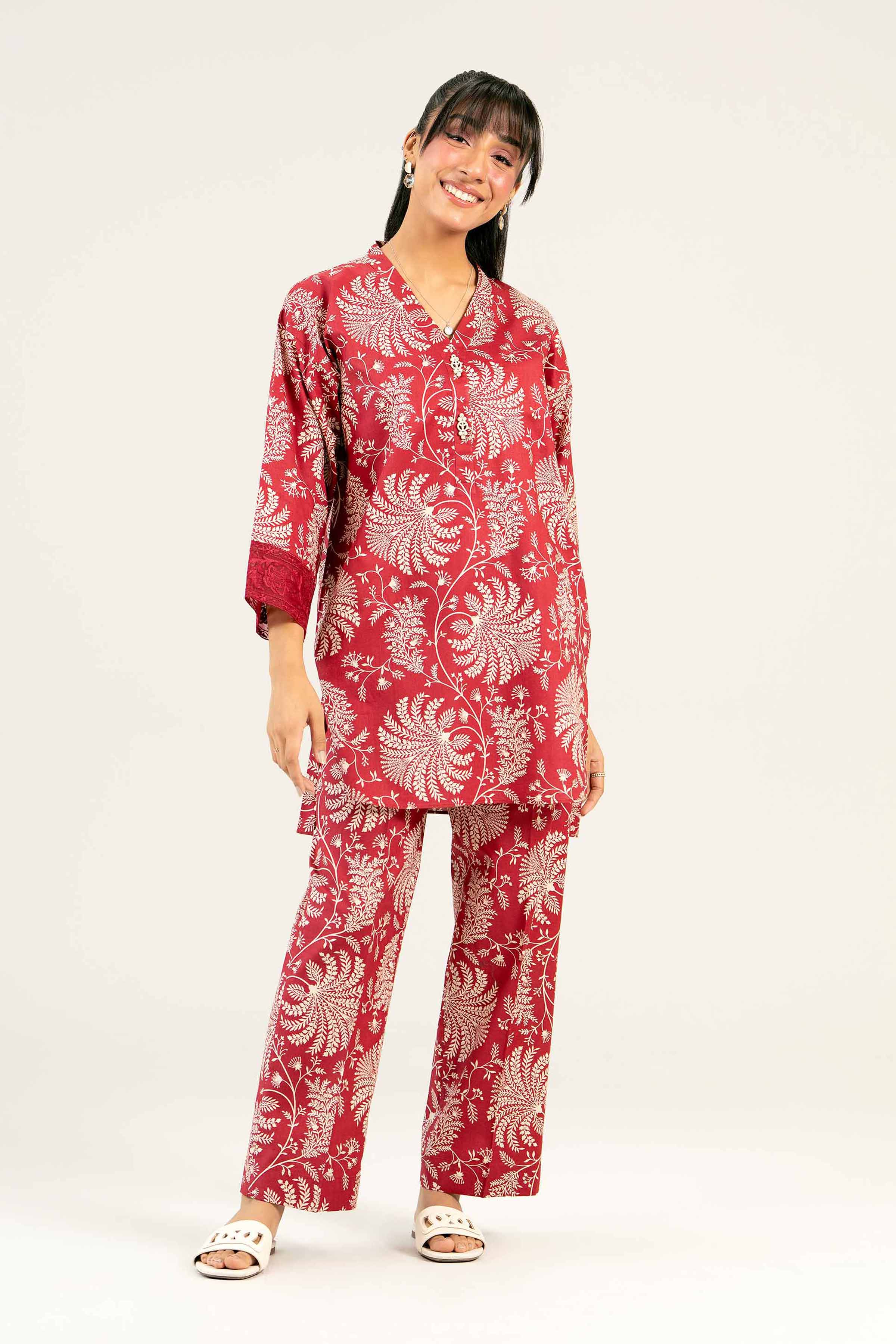 2 Piece - Printed Embroidered Suit - PS25-69 - Image 2