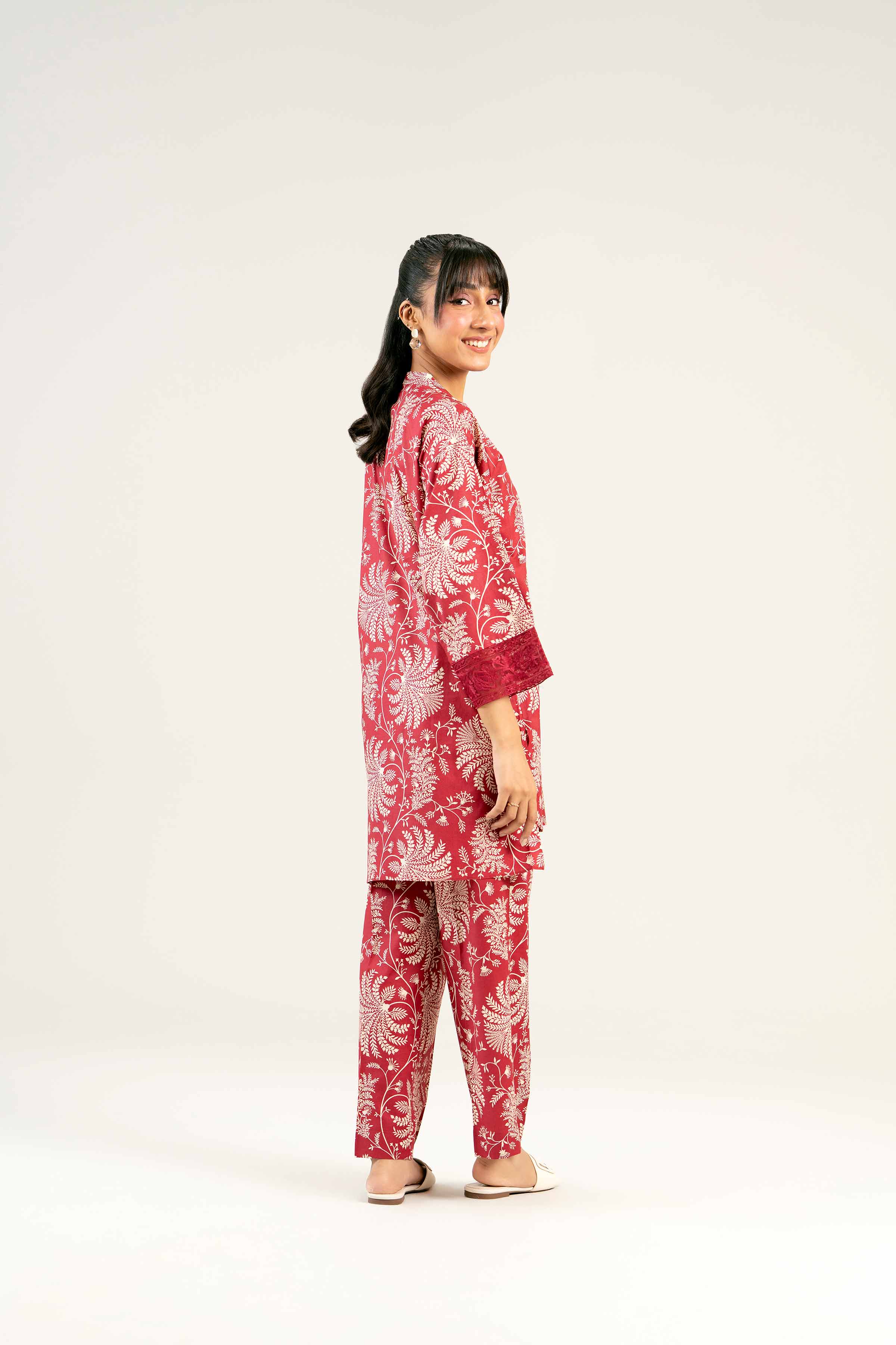 2 Piece - Printed Embroidered Suit - PS25-69 - Image 3