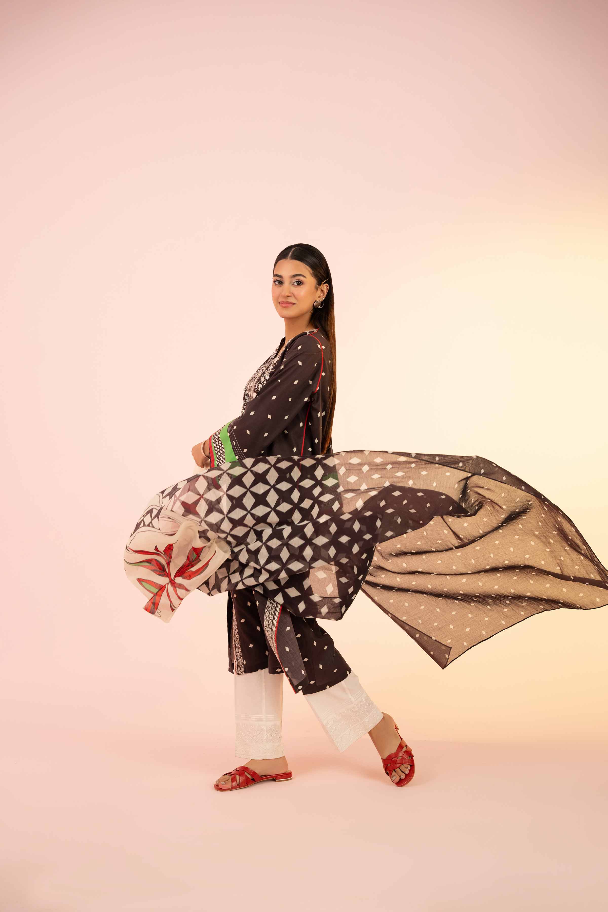 2 Piece - Printed Embroidered Suit - PS25-75 - Image 5