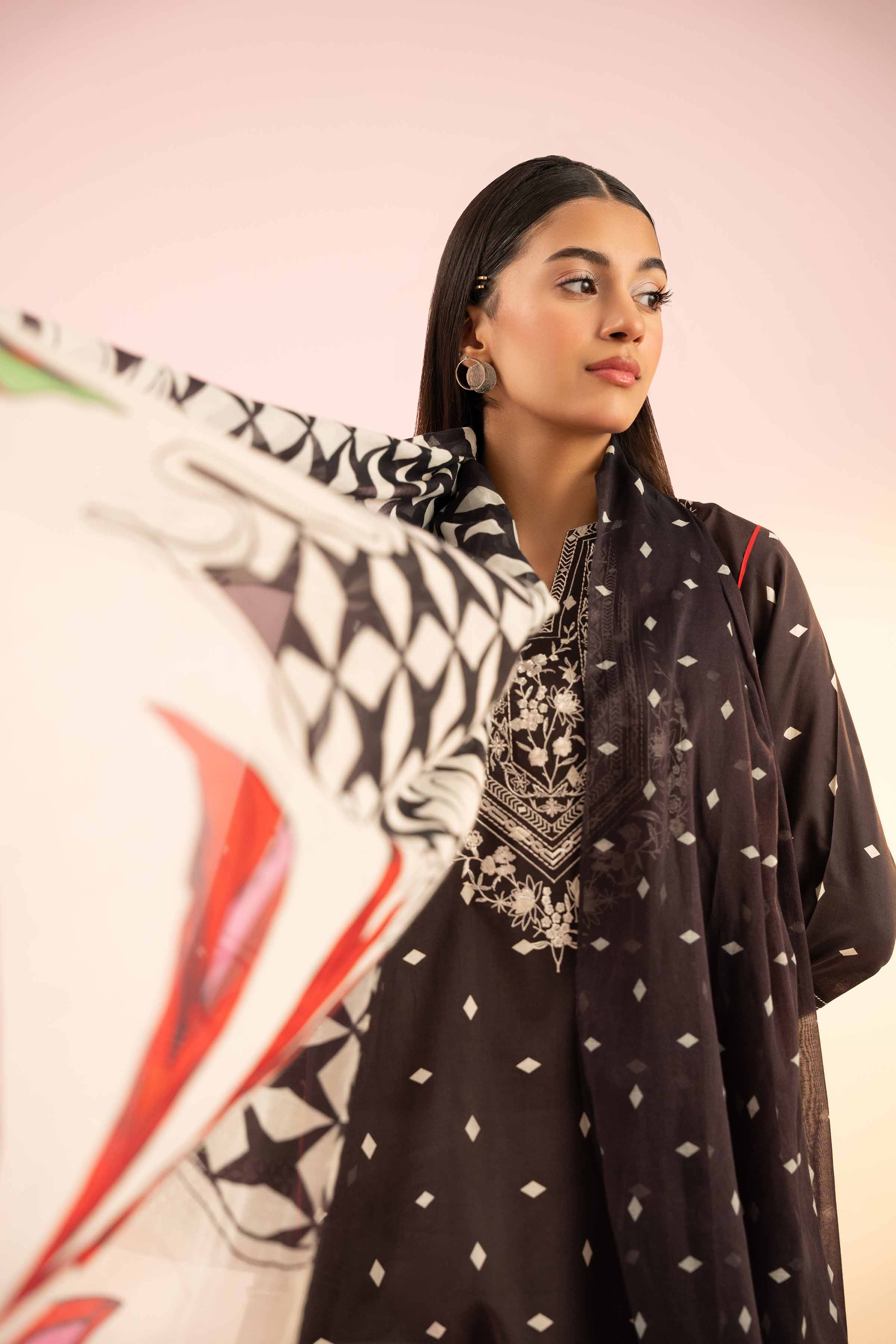 2 Piece - Printed Embroidered Suit - PS25-75 - Image 6