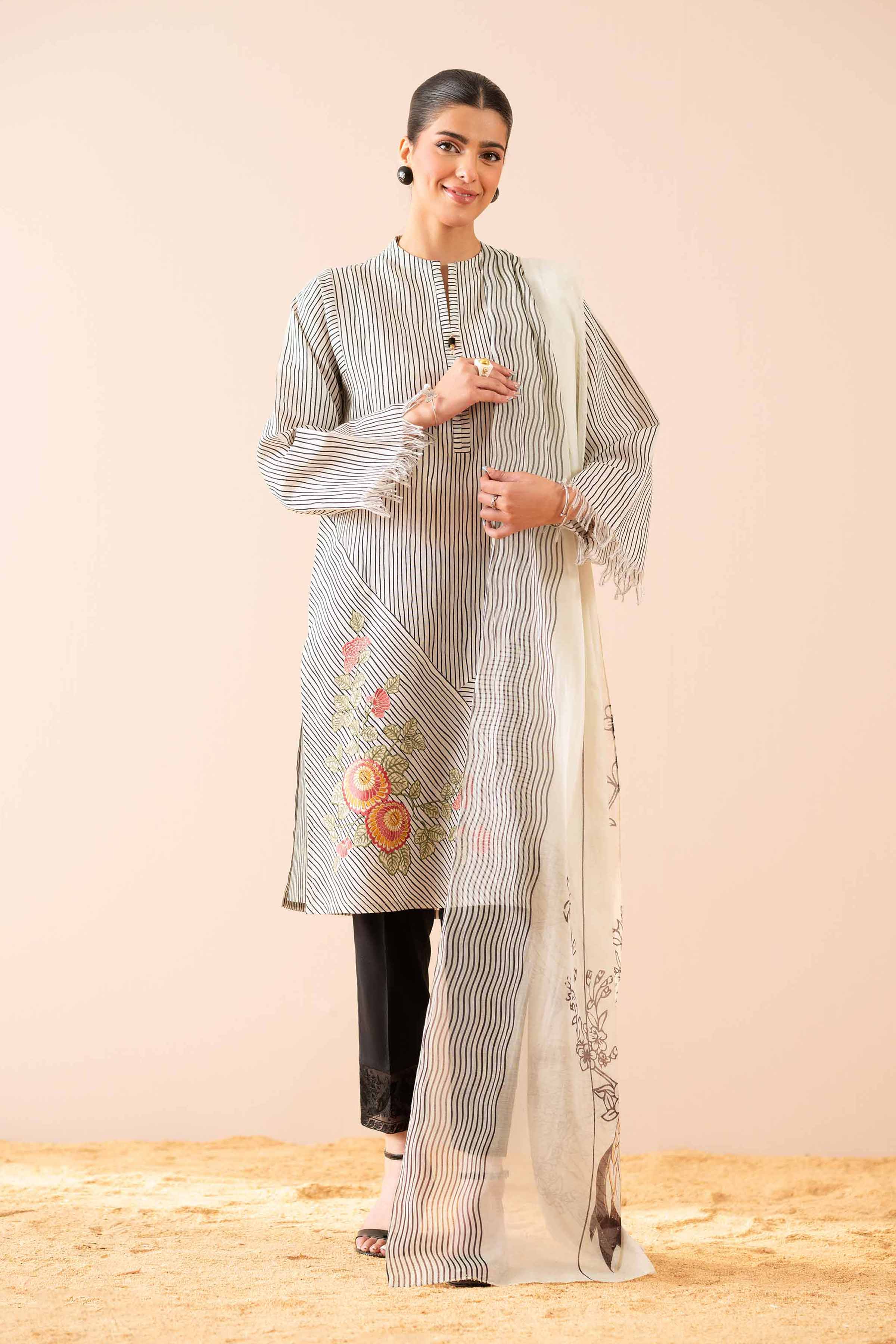 2 Piece - Printed Embroidered Suit - PS25-84 - Image 2