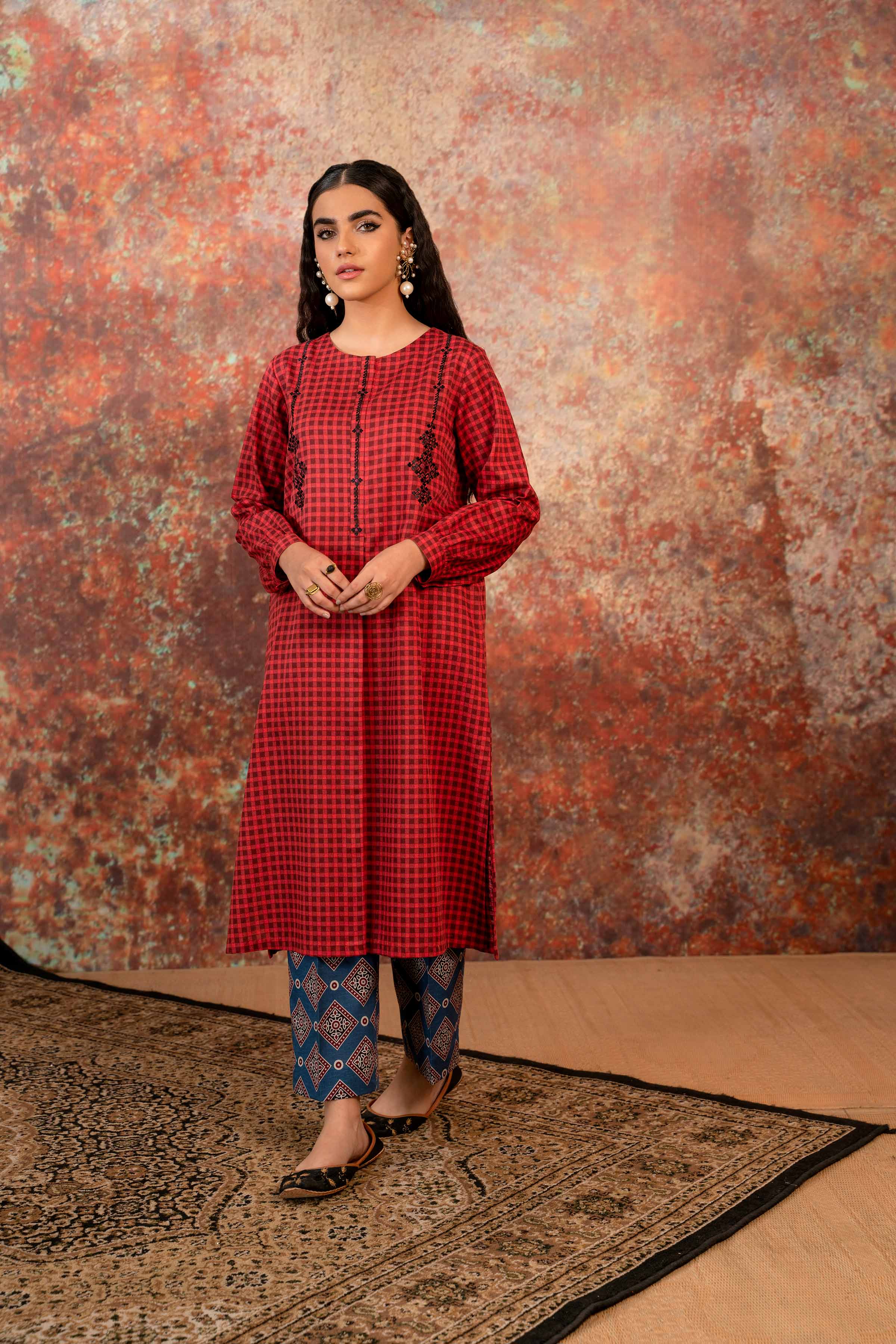 2 Piece - Printed Embroidered Suit - PW23-219