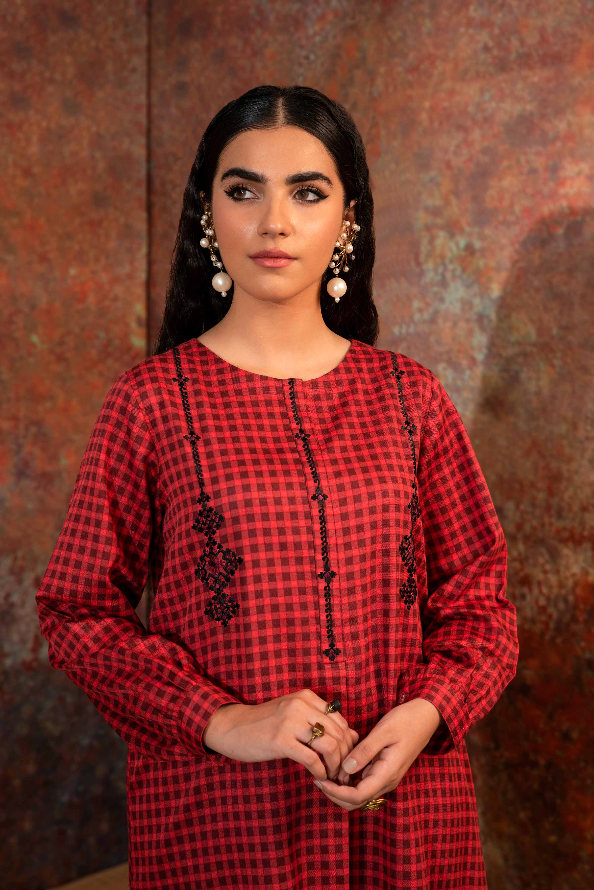 2 Piece - Printed Embroidered Suit - PW23-219 - Image 3