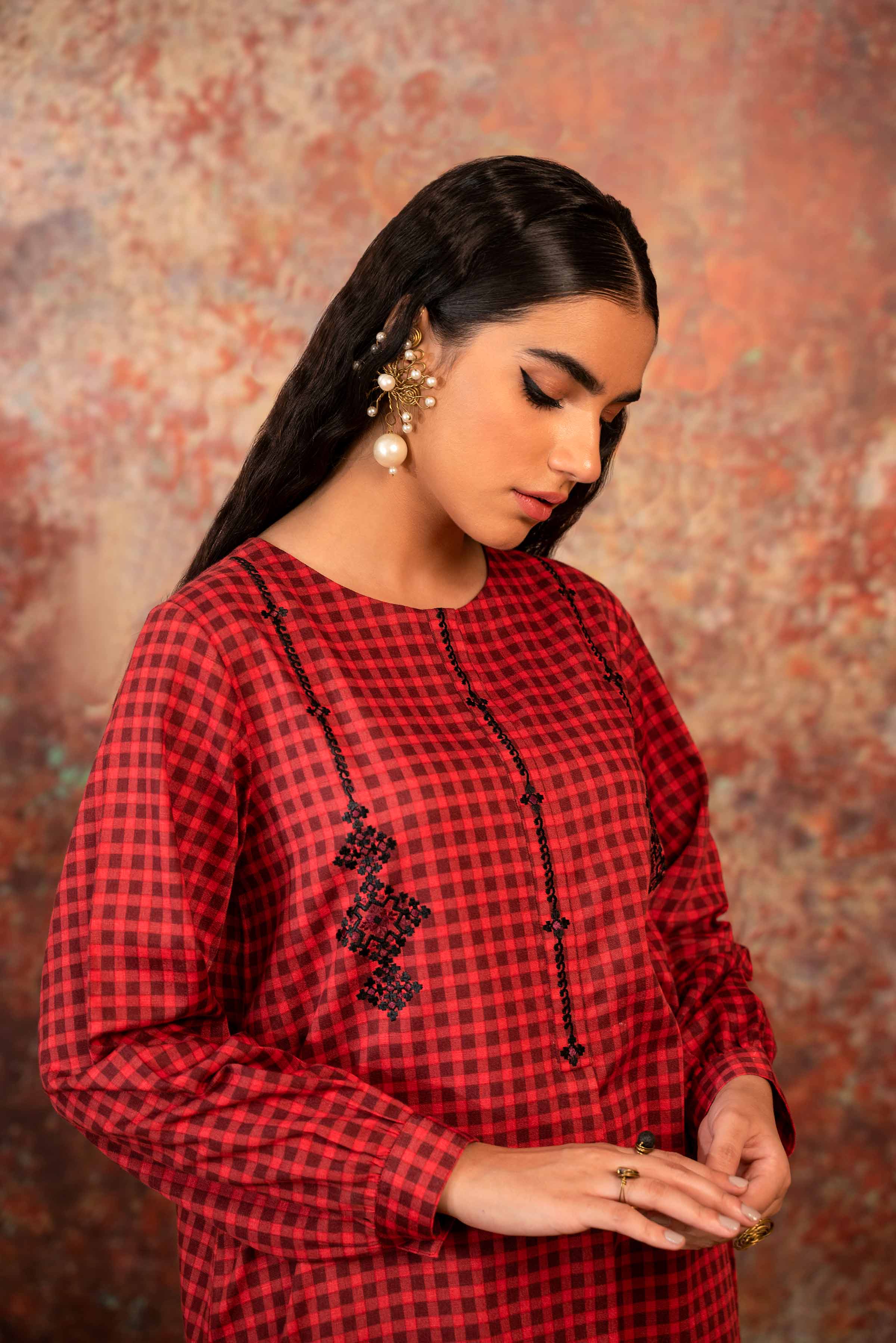 2 Piece - Printed Embroidered Suit - PW23-219 - Image 4