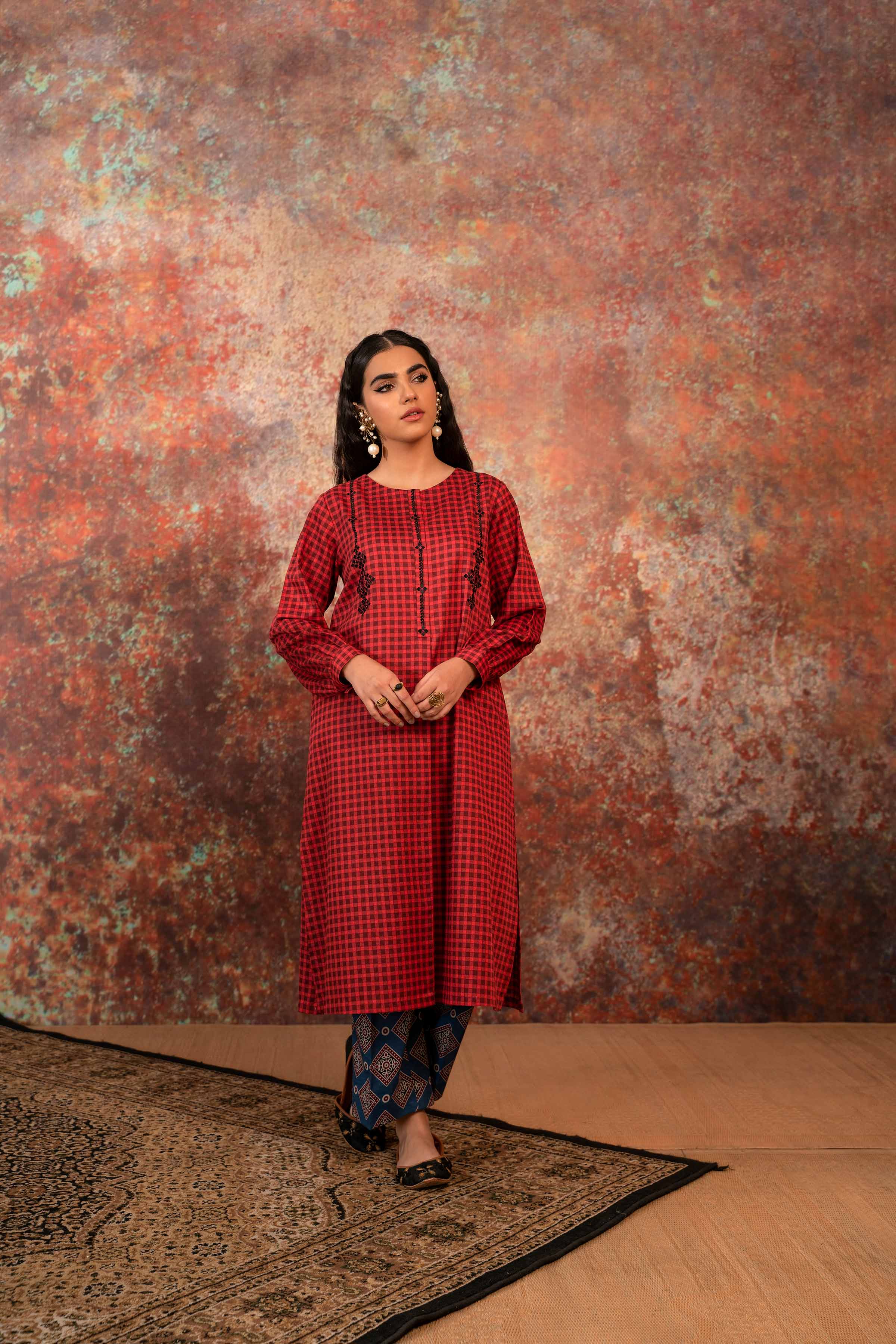 2 Piece - Printed Embroidered Suit - PW23-219 - Image 5