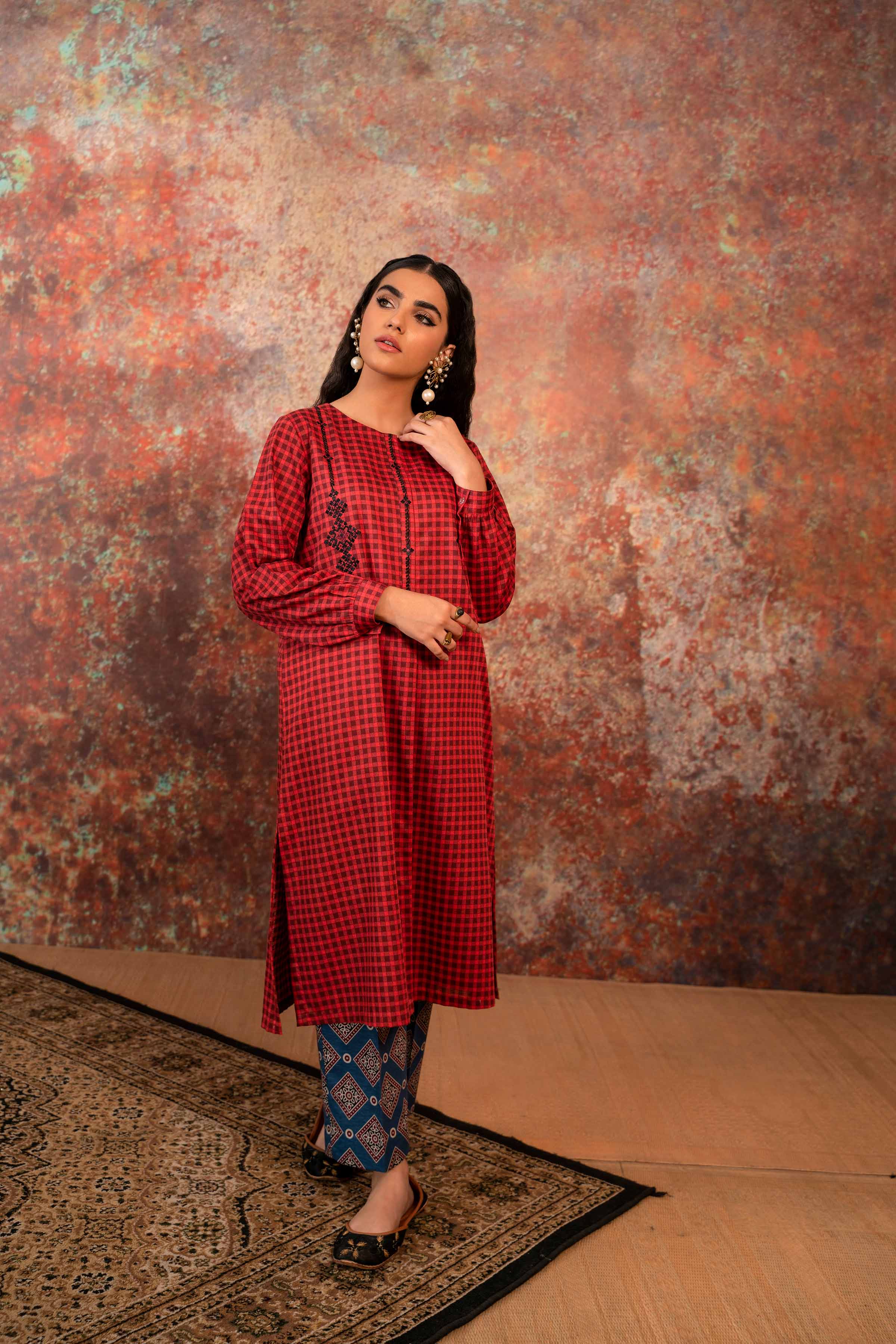 2 Piece - Printed Embroidered Suit - PW23-219 - Image 6