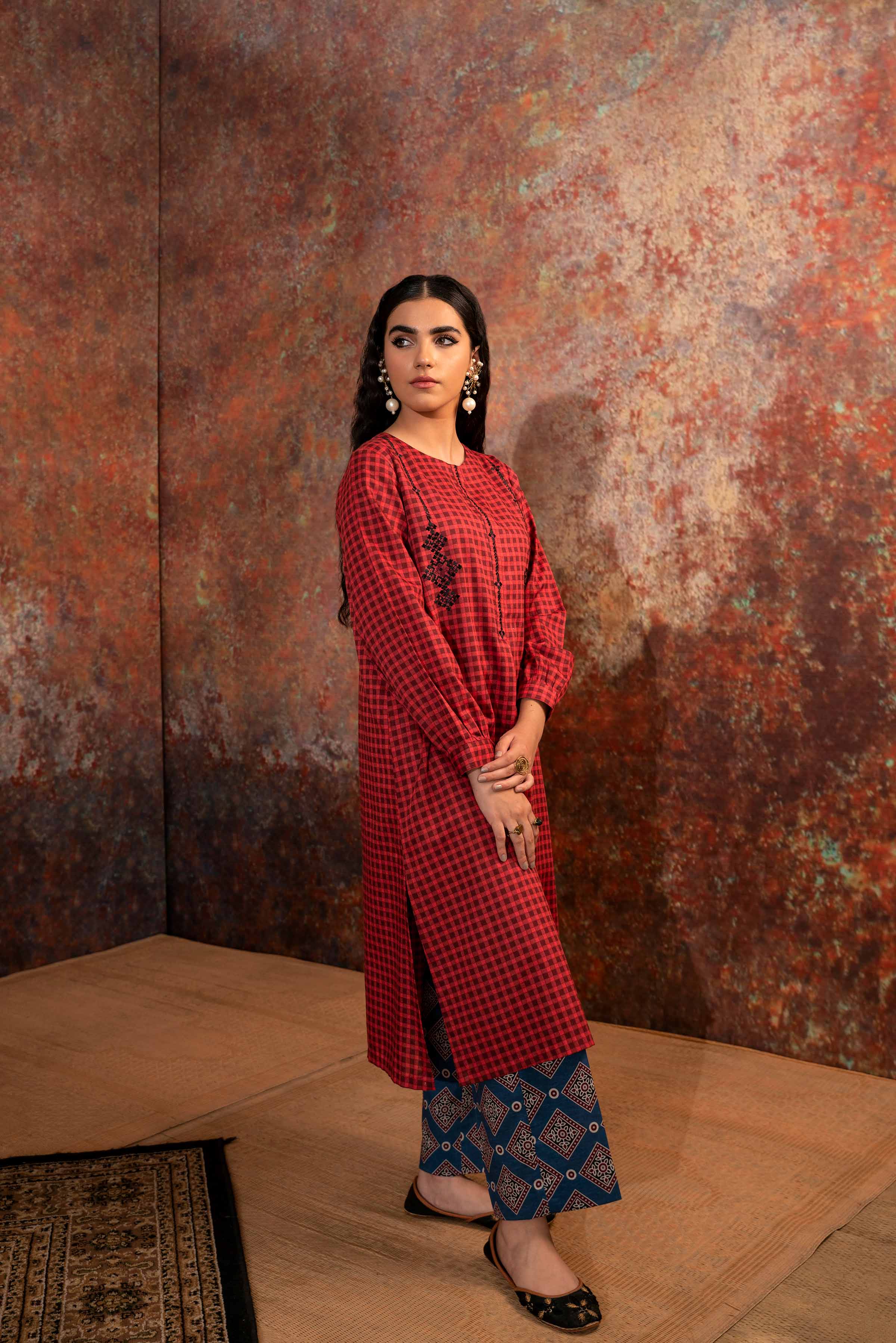 2 Piece - Printed Embroidered Suit - PW23-219 - Image 7