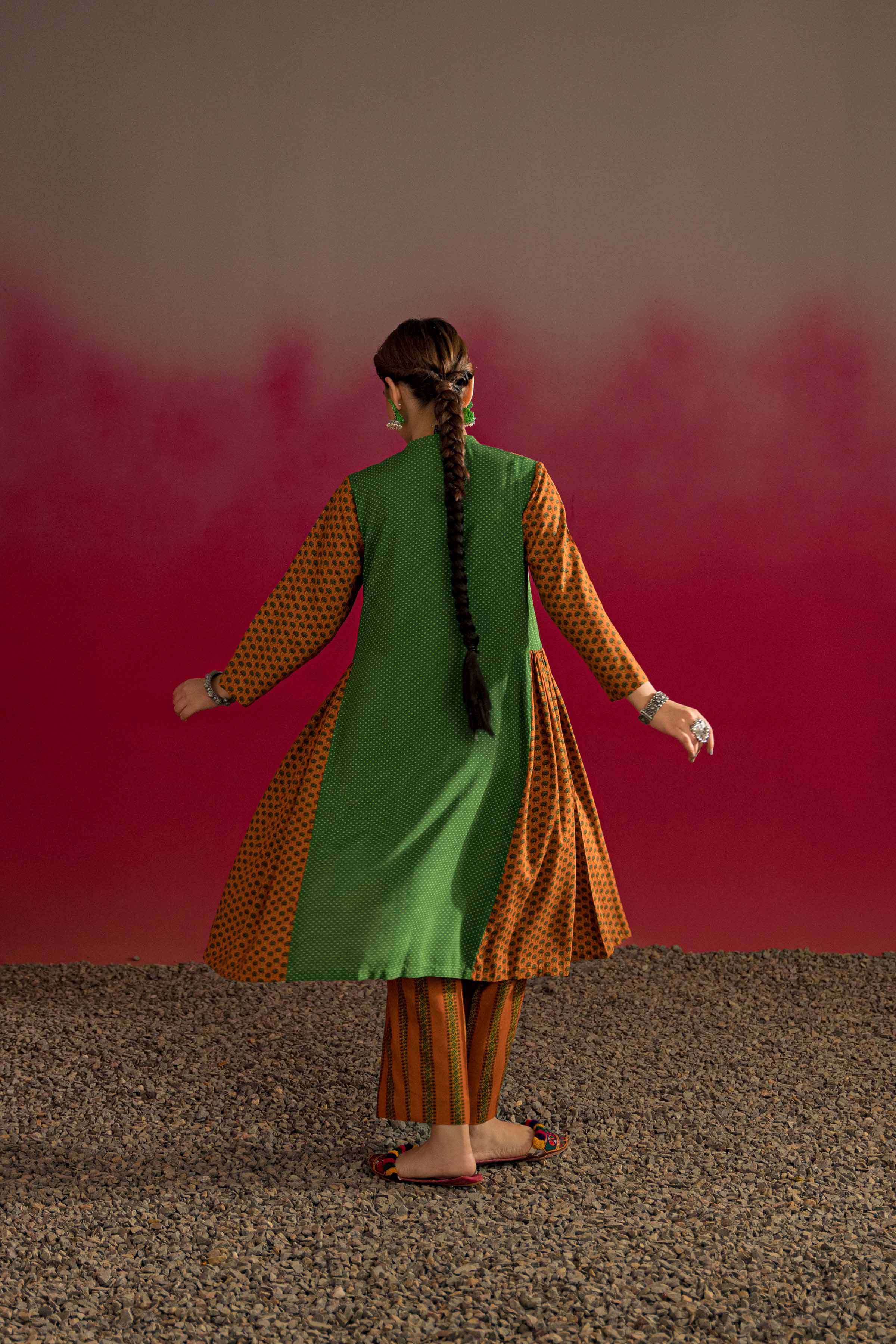2 Piece - Printed Embroidered Suit - PW23-244 - Image 2