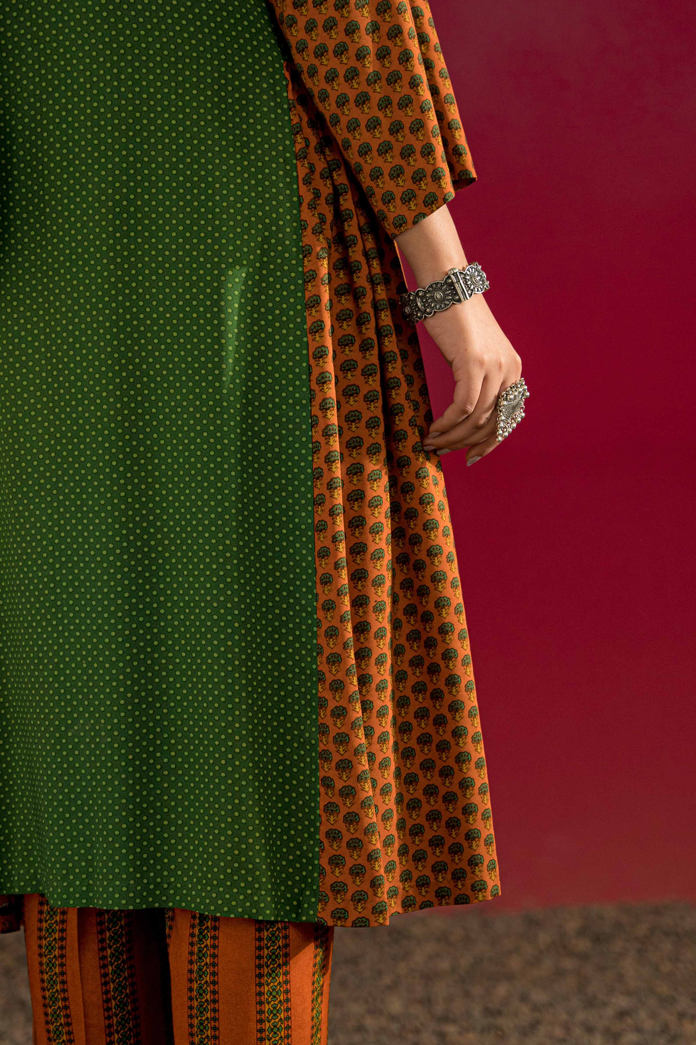 2 Piece - Printed Embroidered Suit - PW23-244 - Image 4