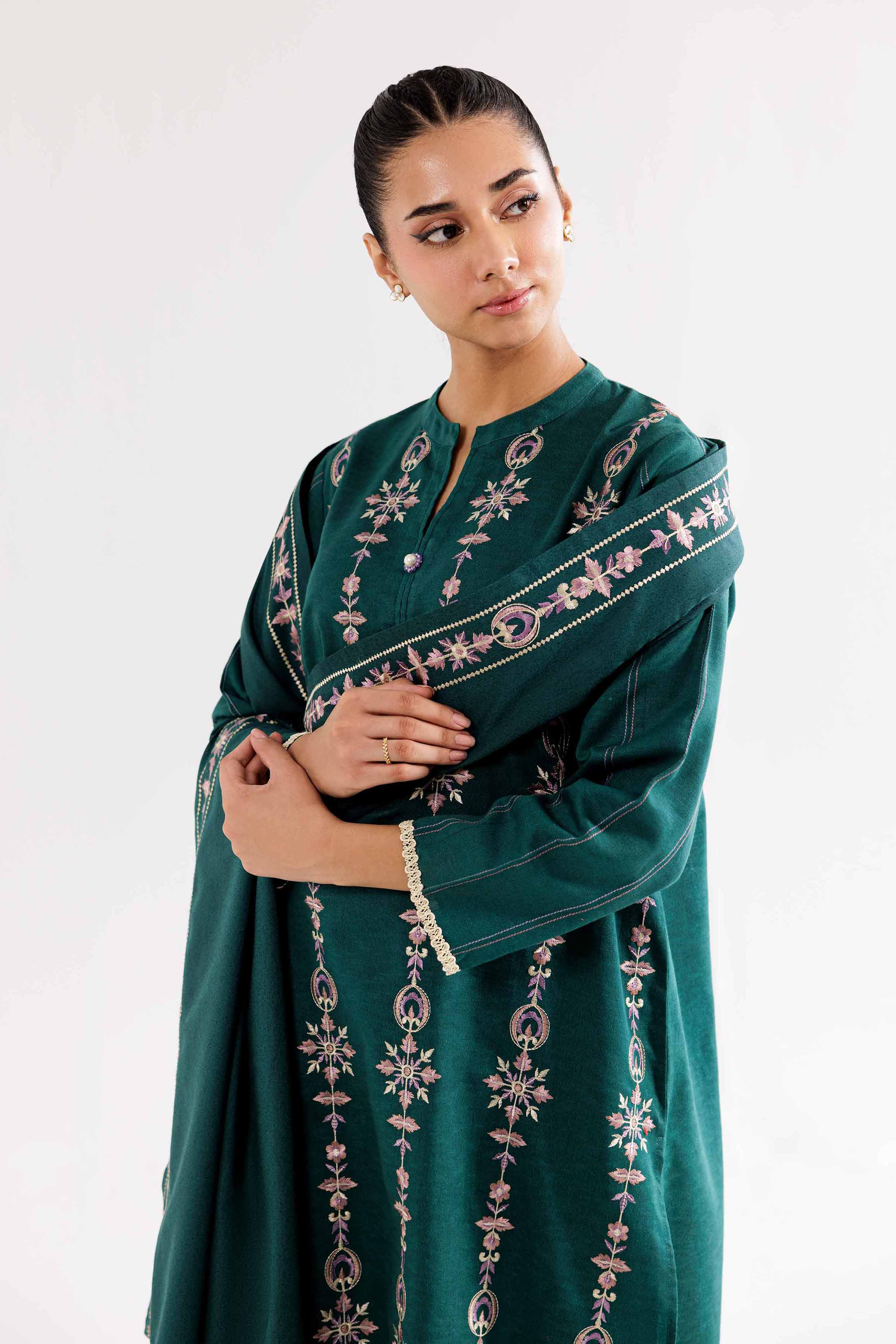 3 Piece - Embroidered Suit - PW24-147 - Image 3