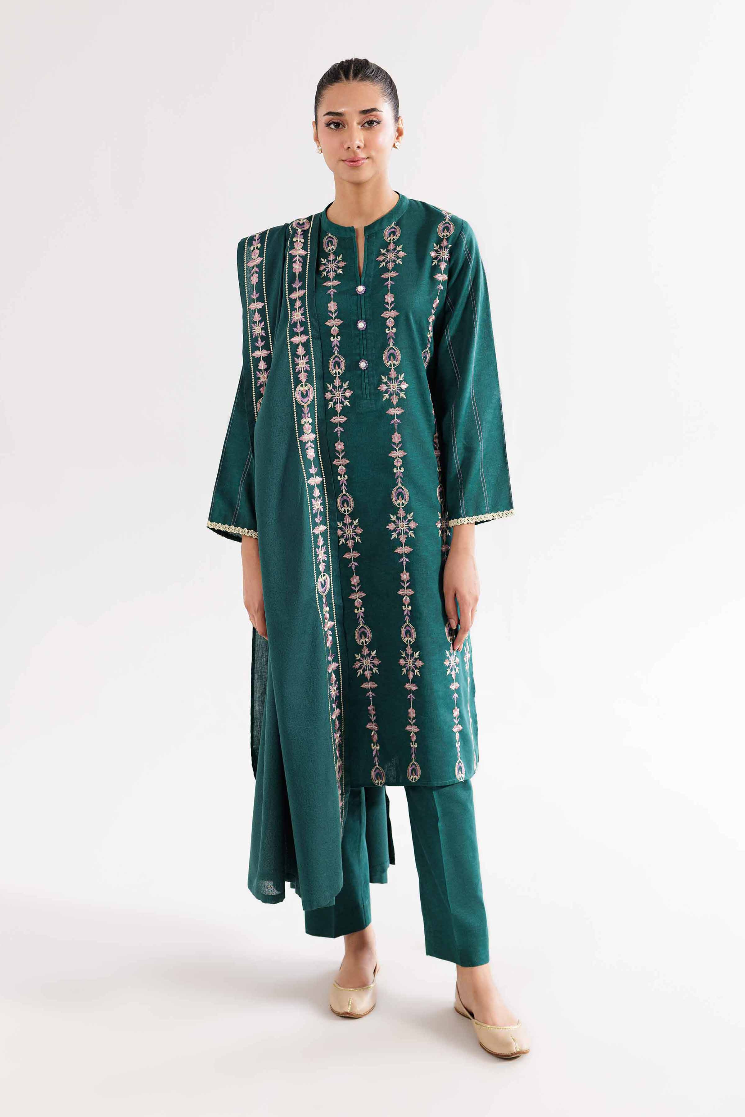 3 Piece - Embroidered Suit - PW24-147 - Image 4