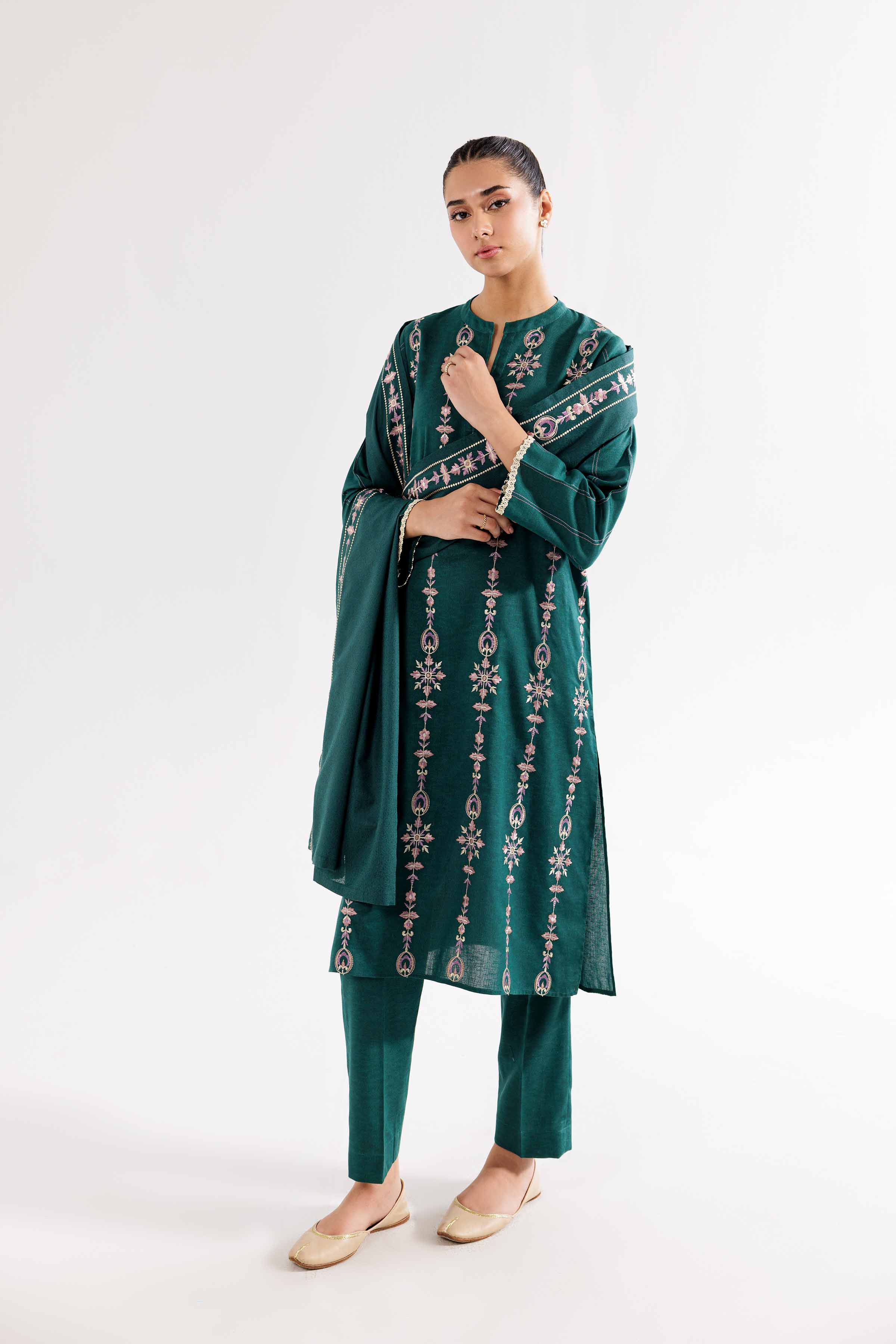 3 Piece - Embroidered Suit - PW24-147 - Image 8