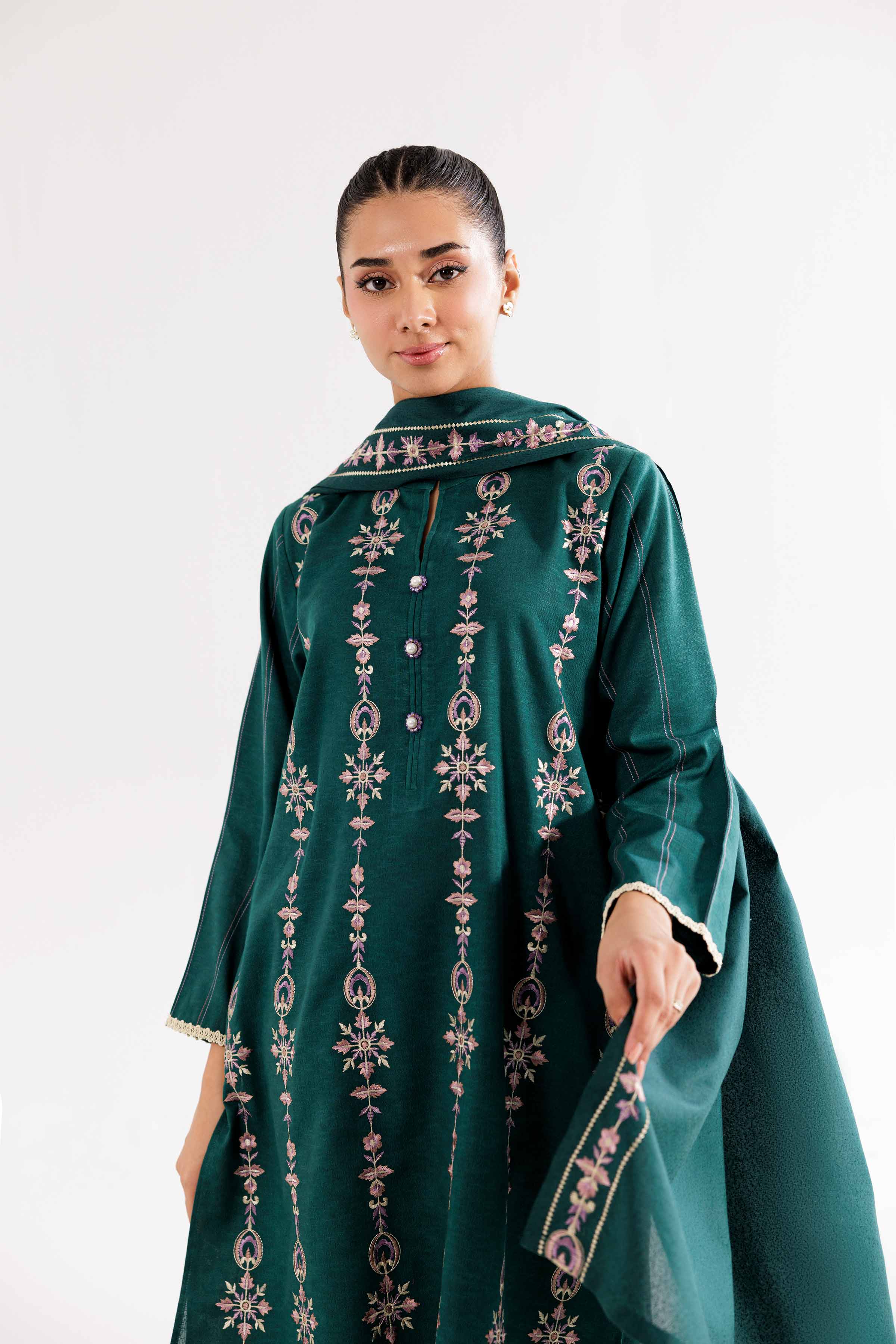 3 Piece - Embroidered Suit - PW24-147 - Image 9