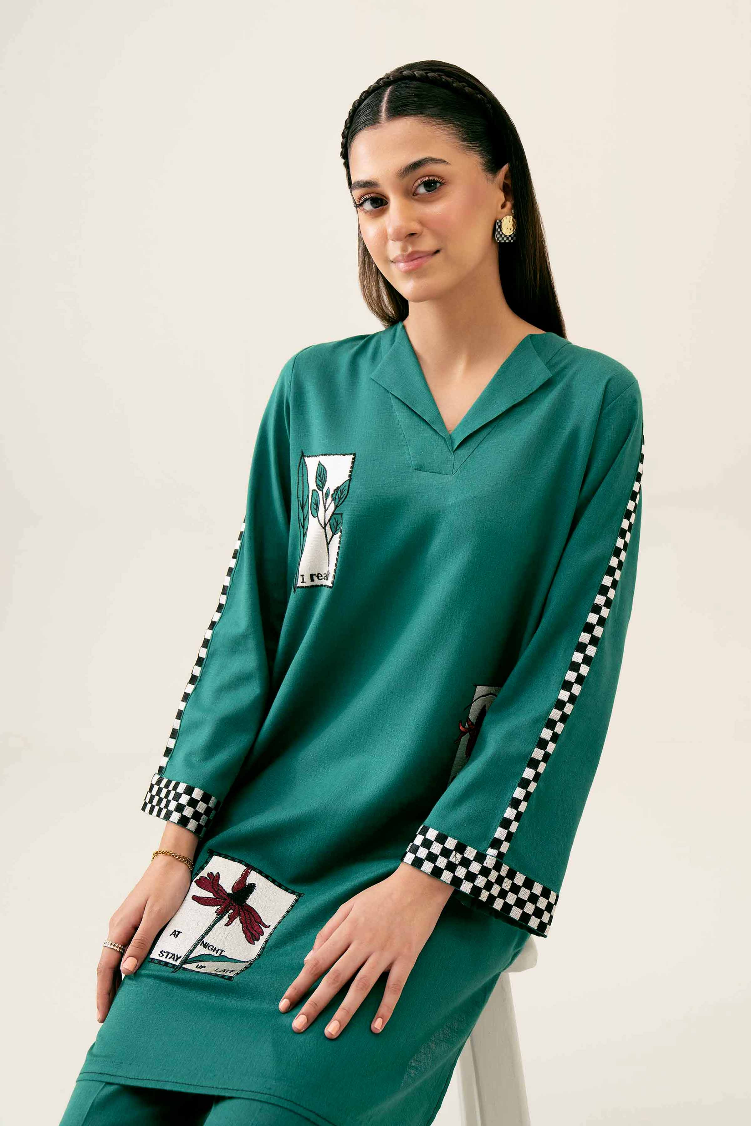 2 Piece - Embroidered Suit - PW24-166 - Image 2