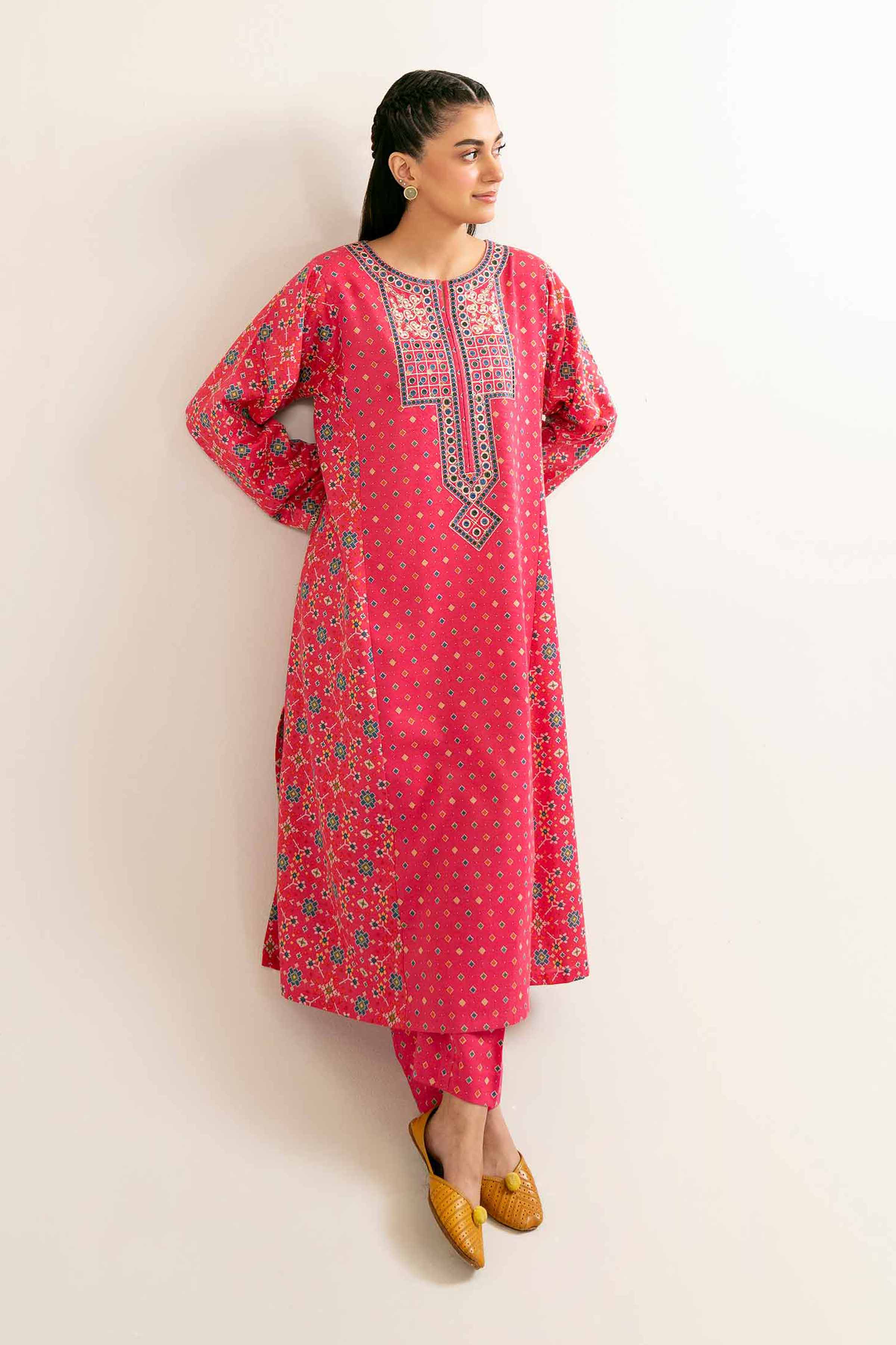 2 Piece - Printed Embroidered Suit - PW24-181 - Image 2