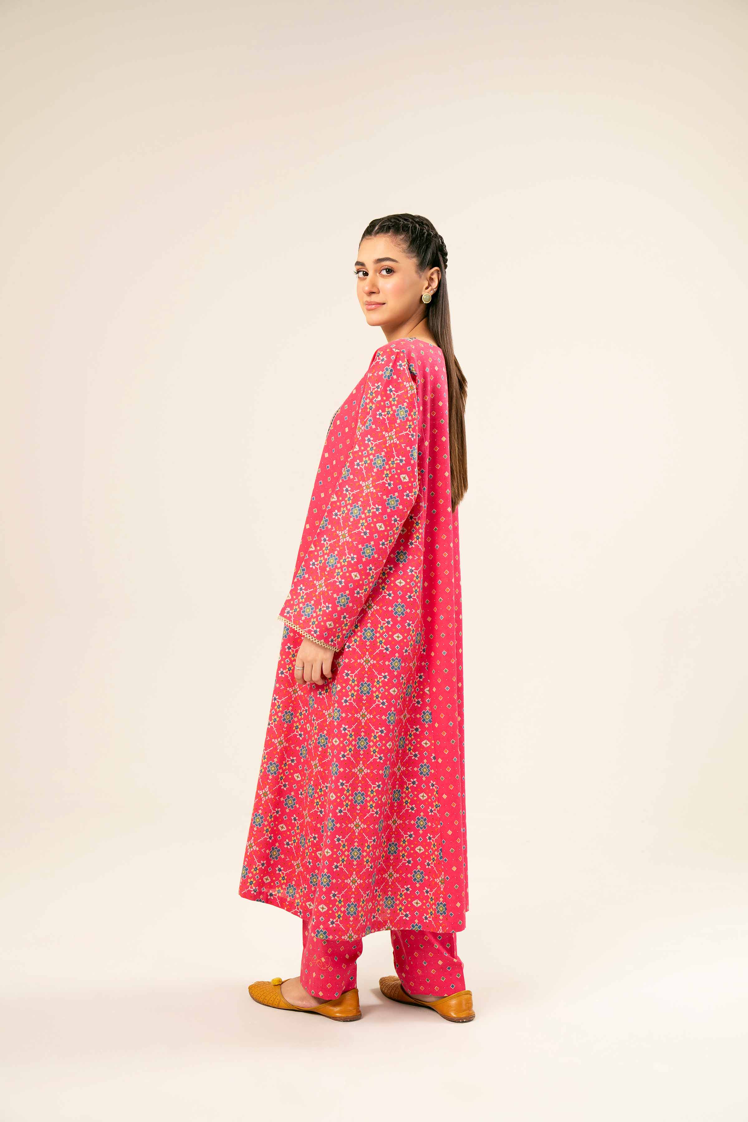 2 Piece - Printed Embroidered Suit - PW24-181 - Image 3