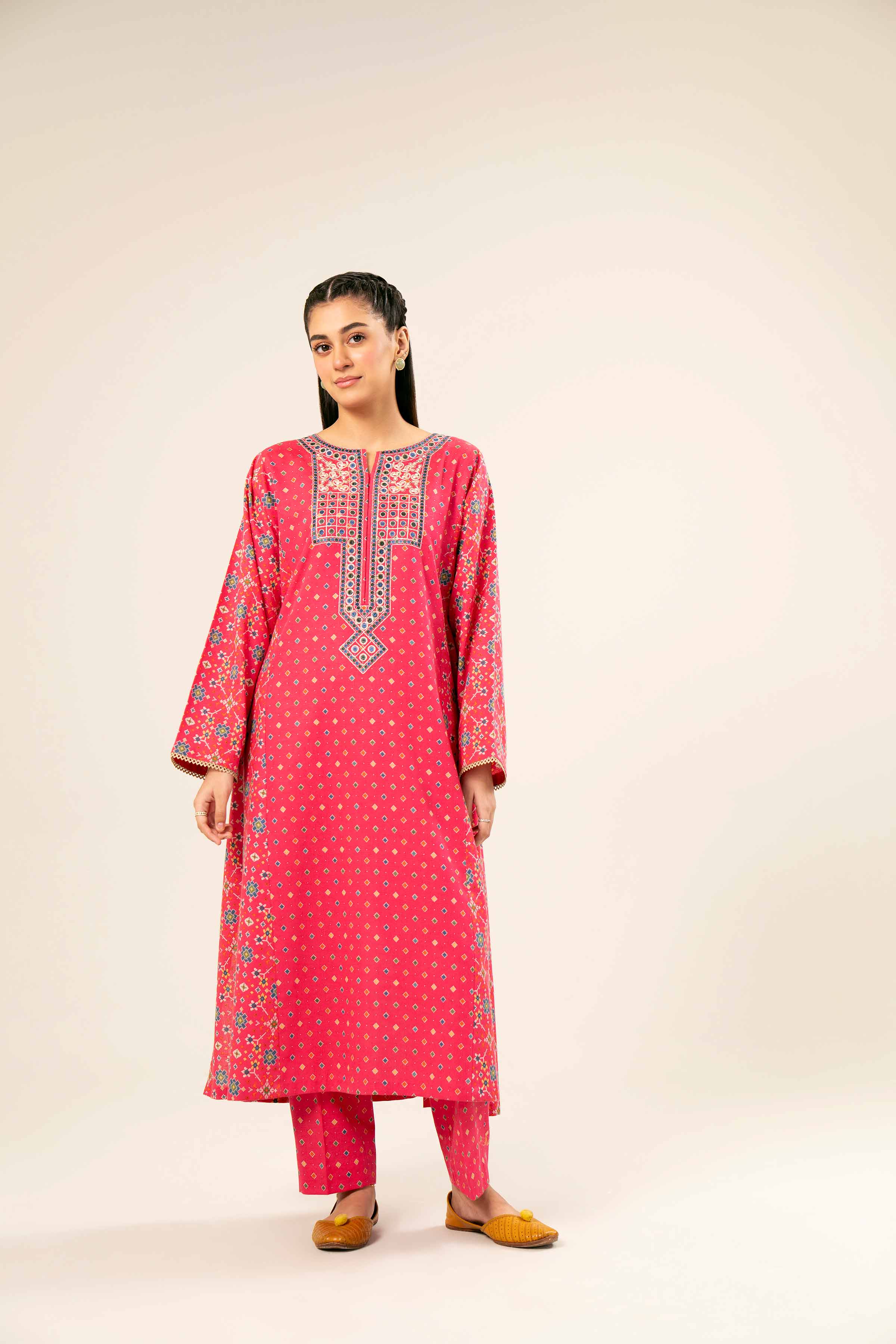 2 Piece - Printed Embroidered Suit - PW24-181 - Image 4