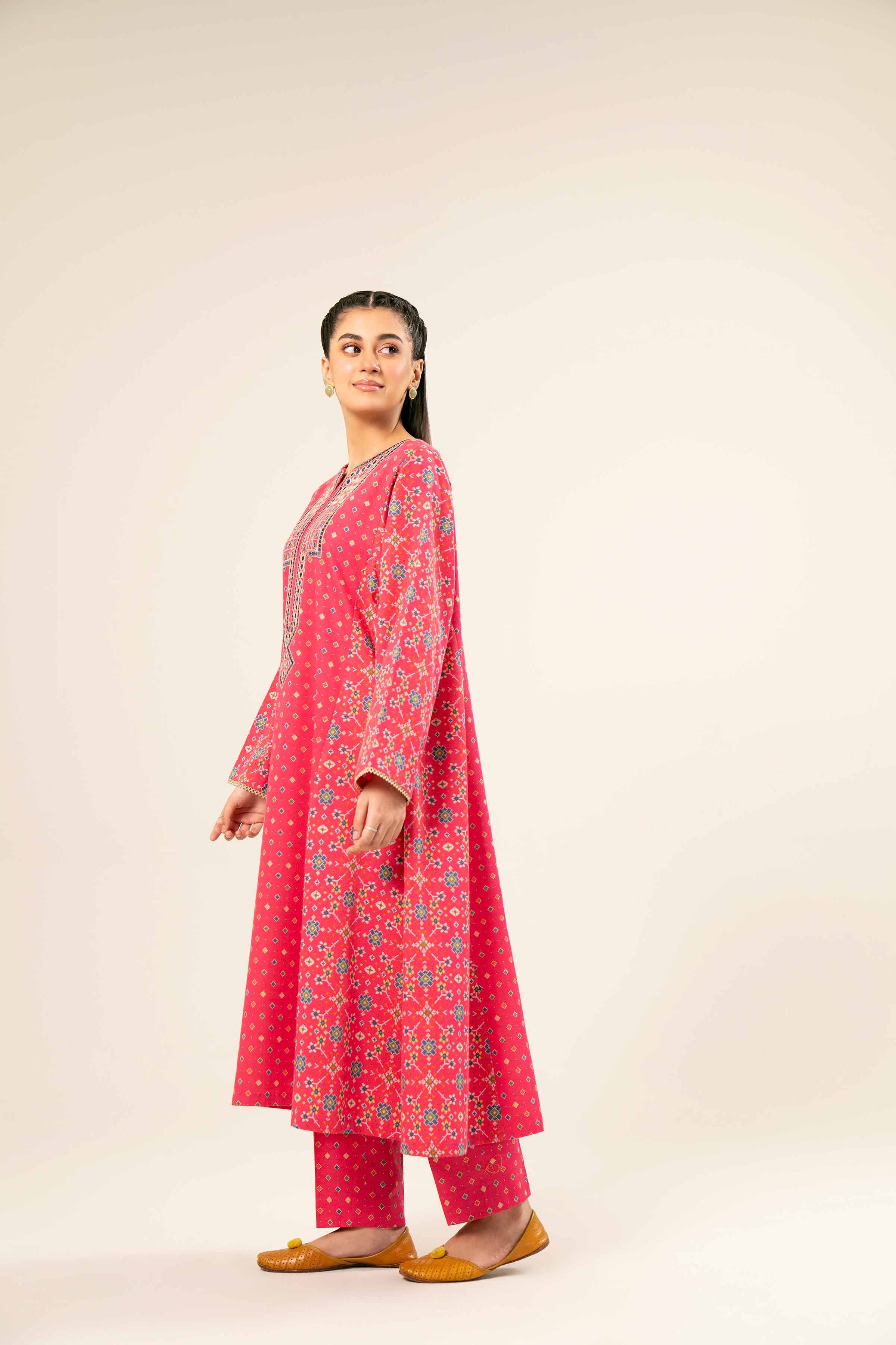 2 Piece - Printed Embroidered Suit - PW24-181 - Image 5