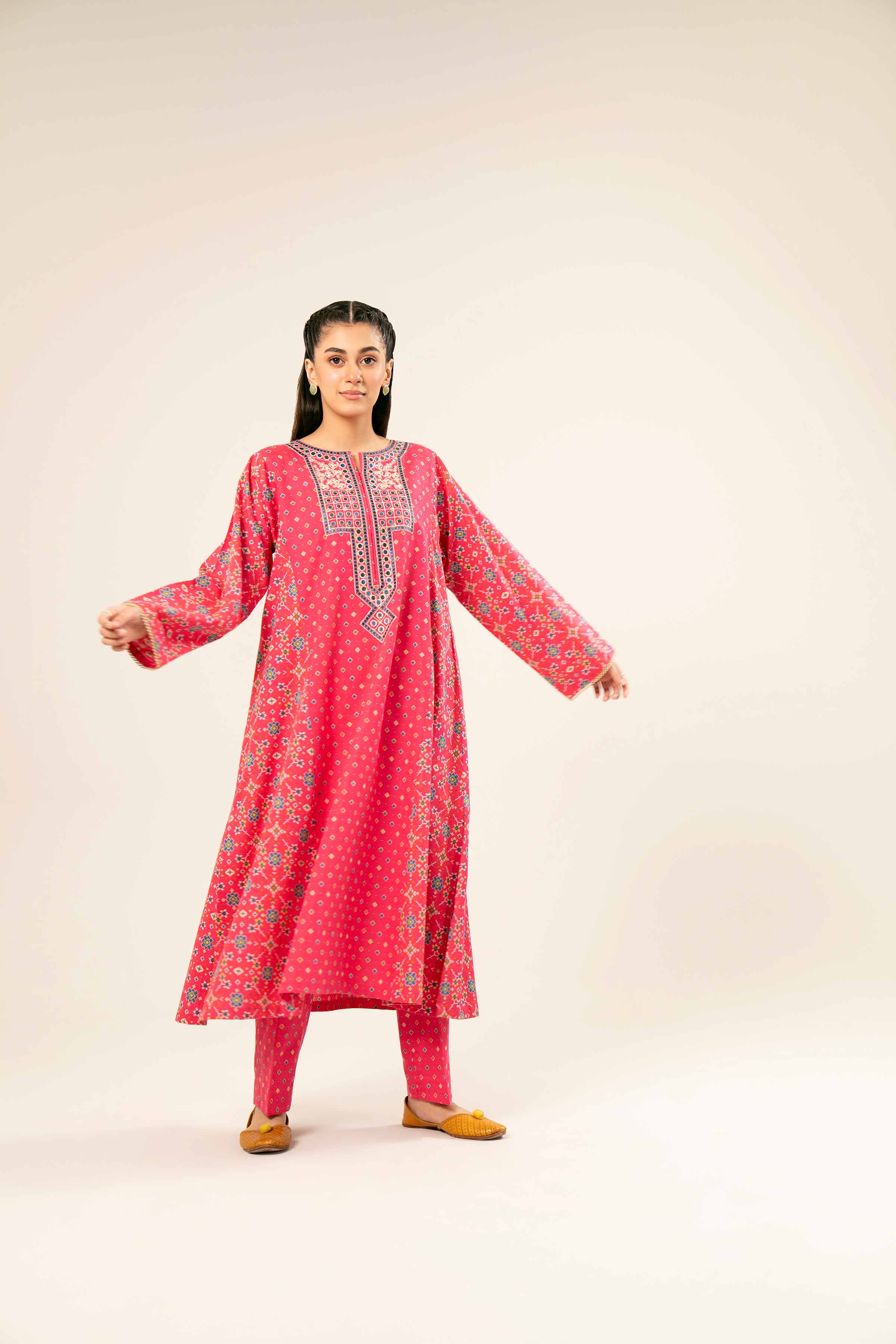 2 Piece - Printed Embroidered Suit - PW24-181 - Image 6