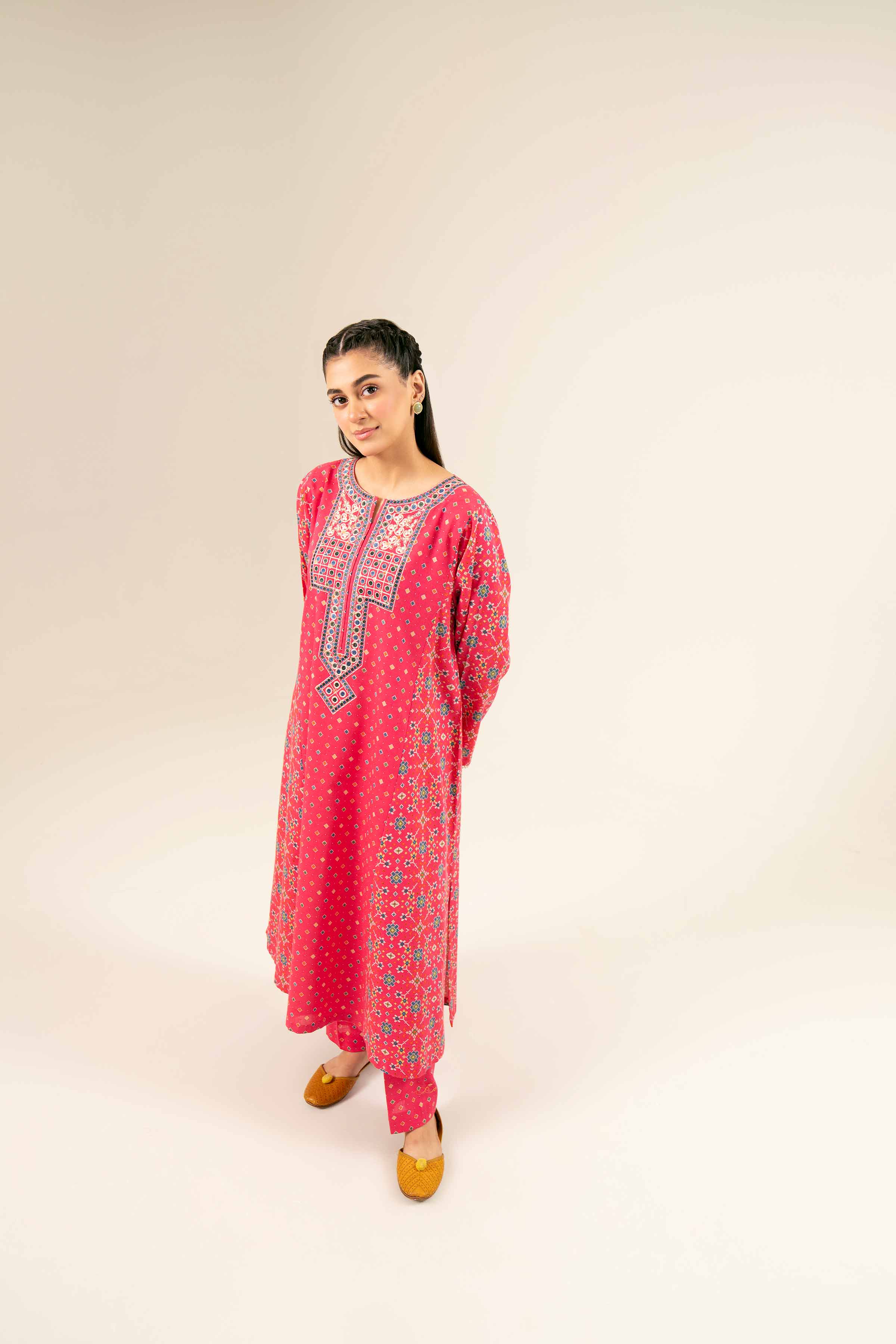 2 Piece - Printed Embroidered Suit - PW24-181 - Image 7