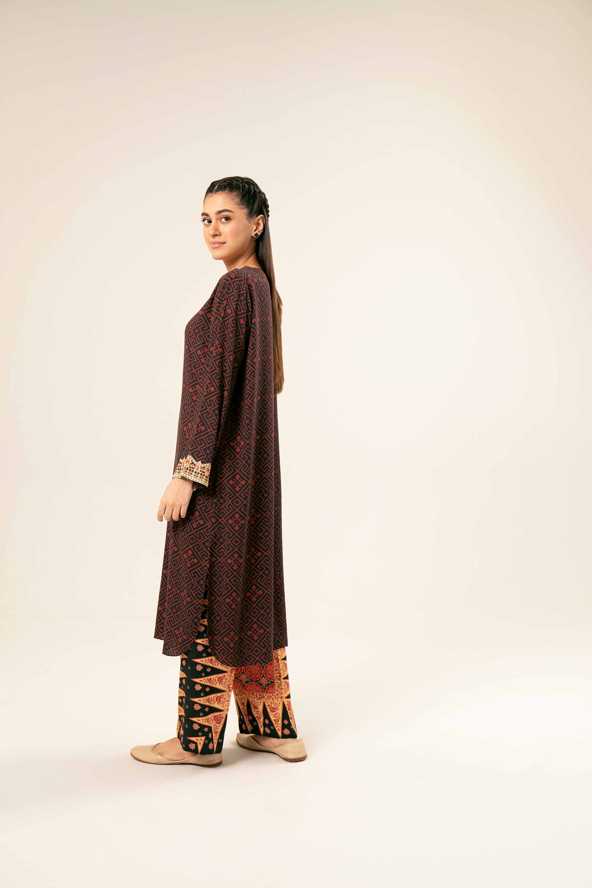 2 Piece - Printed Embroidered Suit - PW24-182 - Image 3