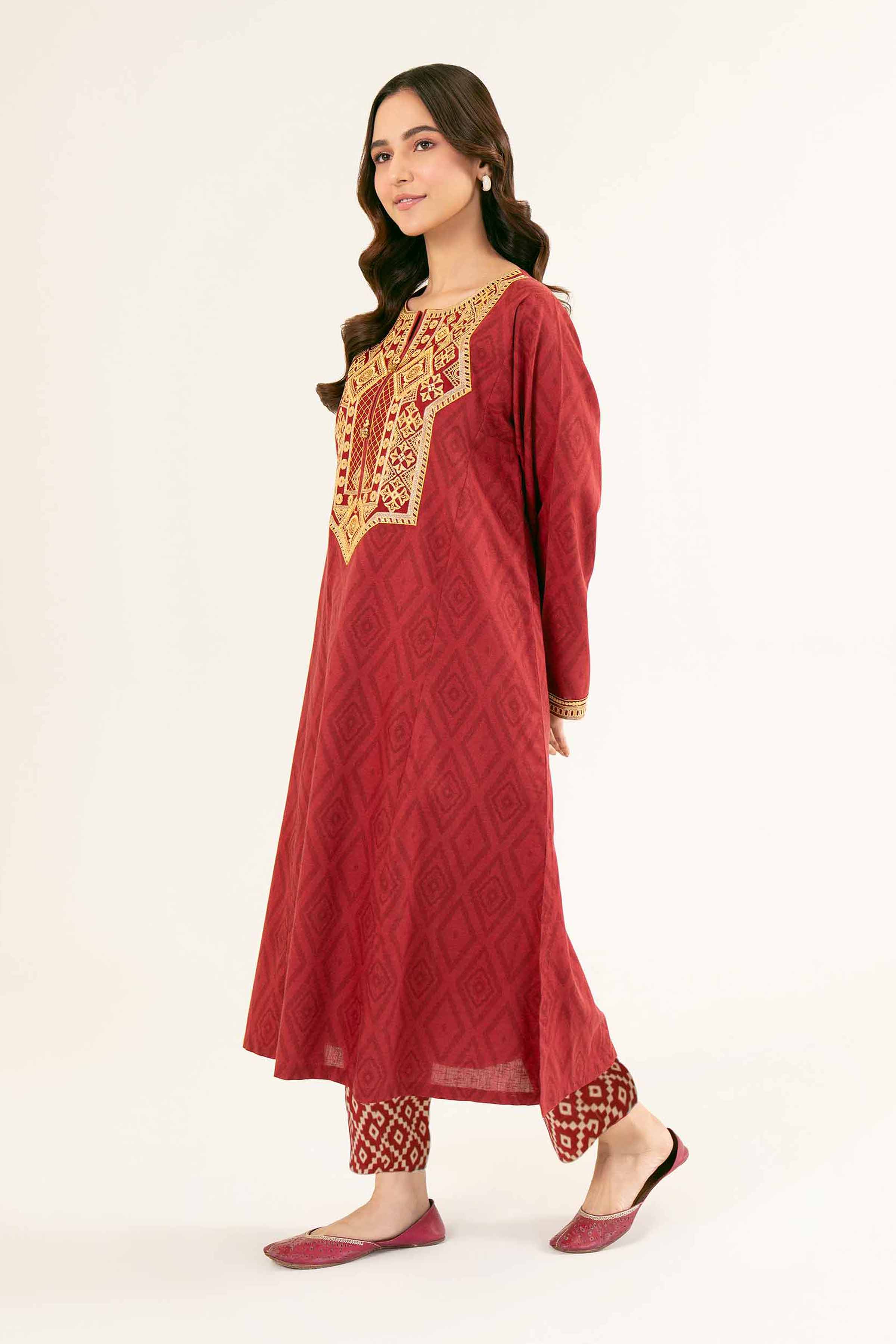 2 Piece - Printed Embroidered Suit - PW24-221 - Image 2