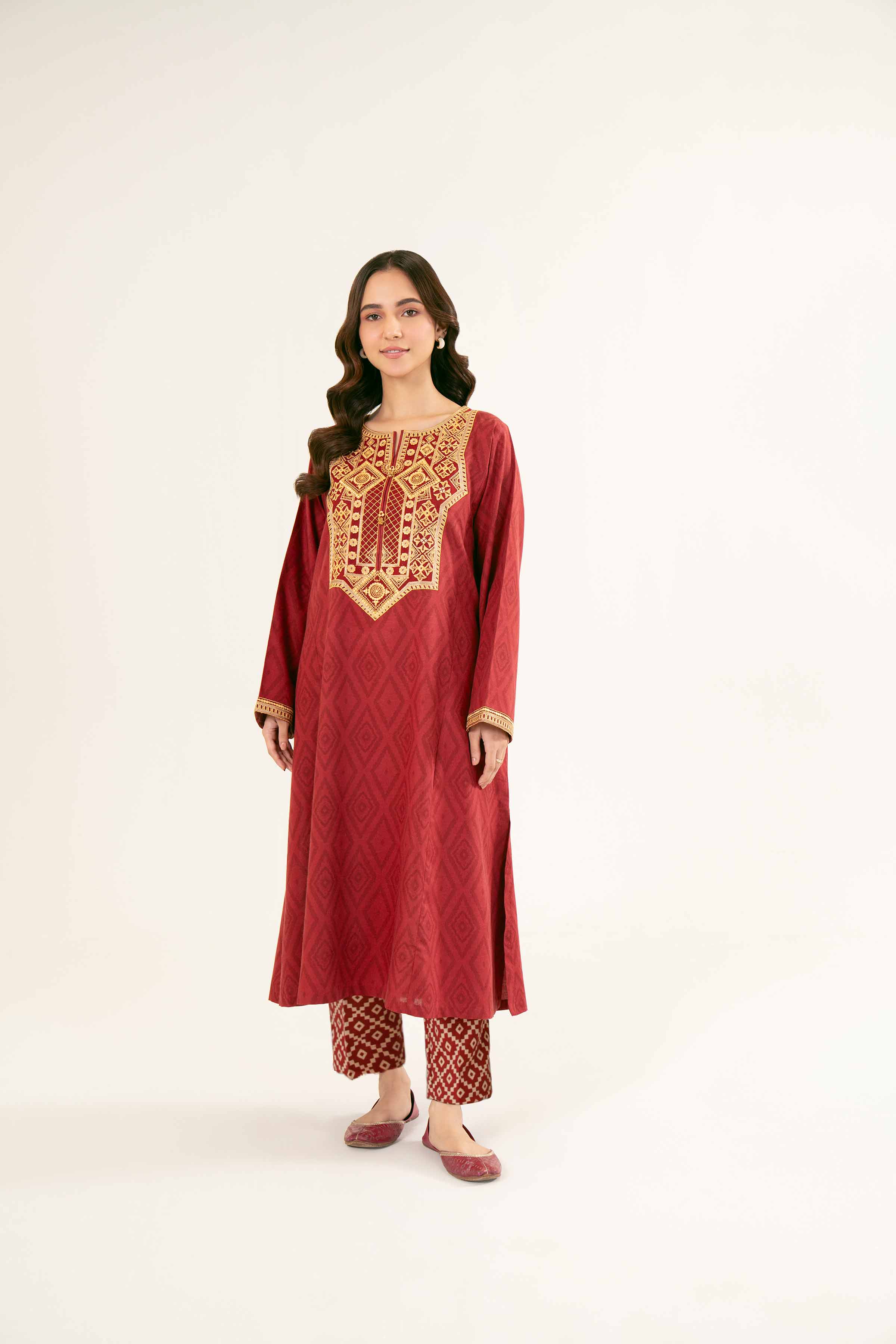 2 Piece - Printed Embroidered Suit - PW24-221 - Image 5