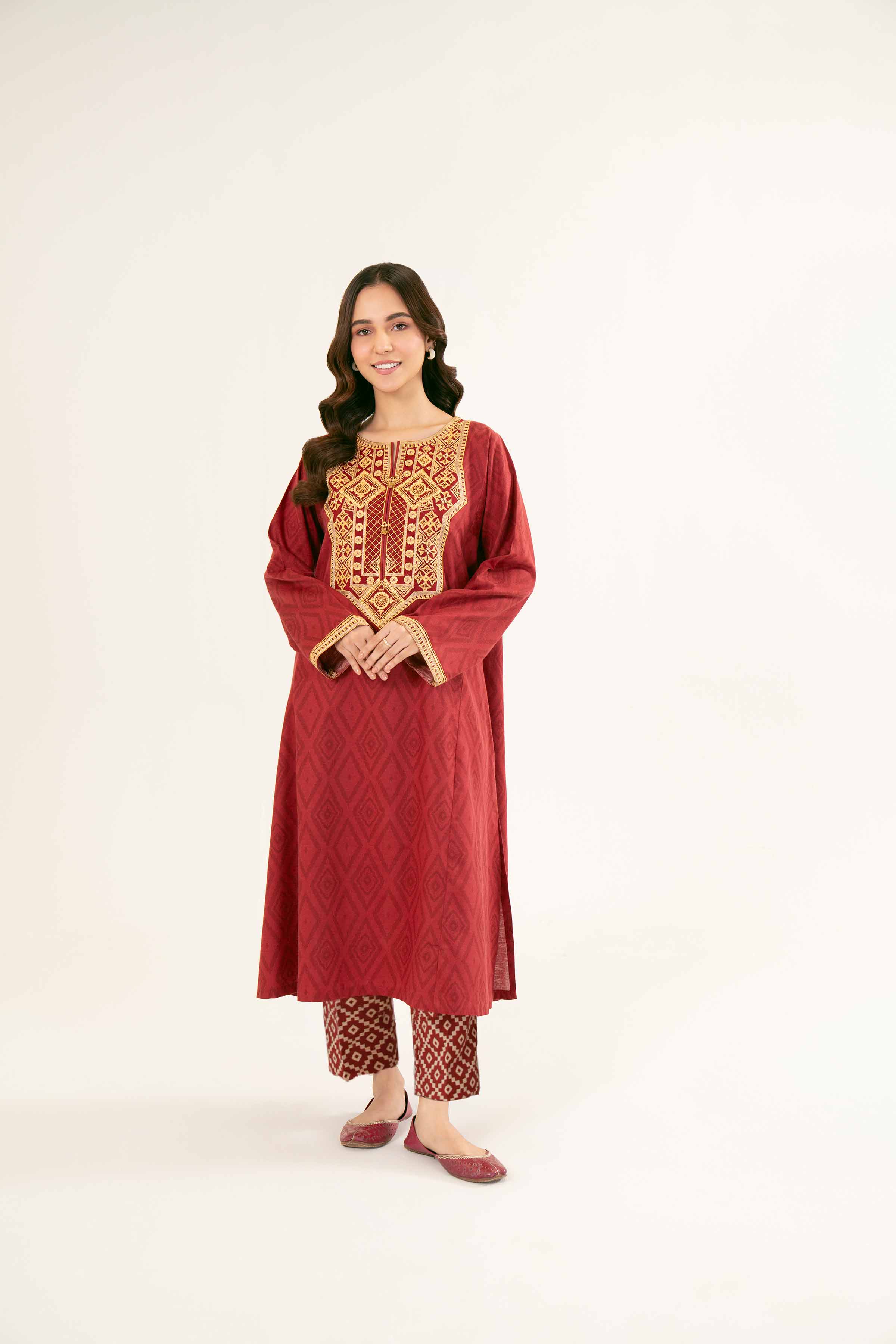 2 Piece - Printed Embroidered Suit - PW24-221 - Image 6