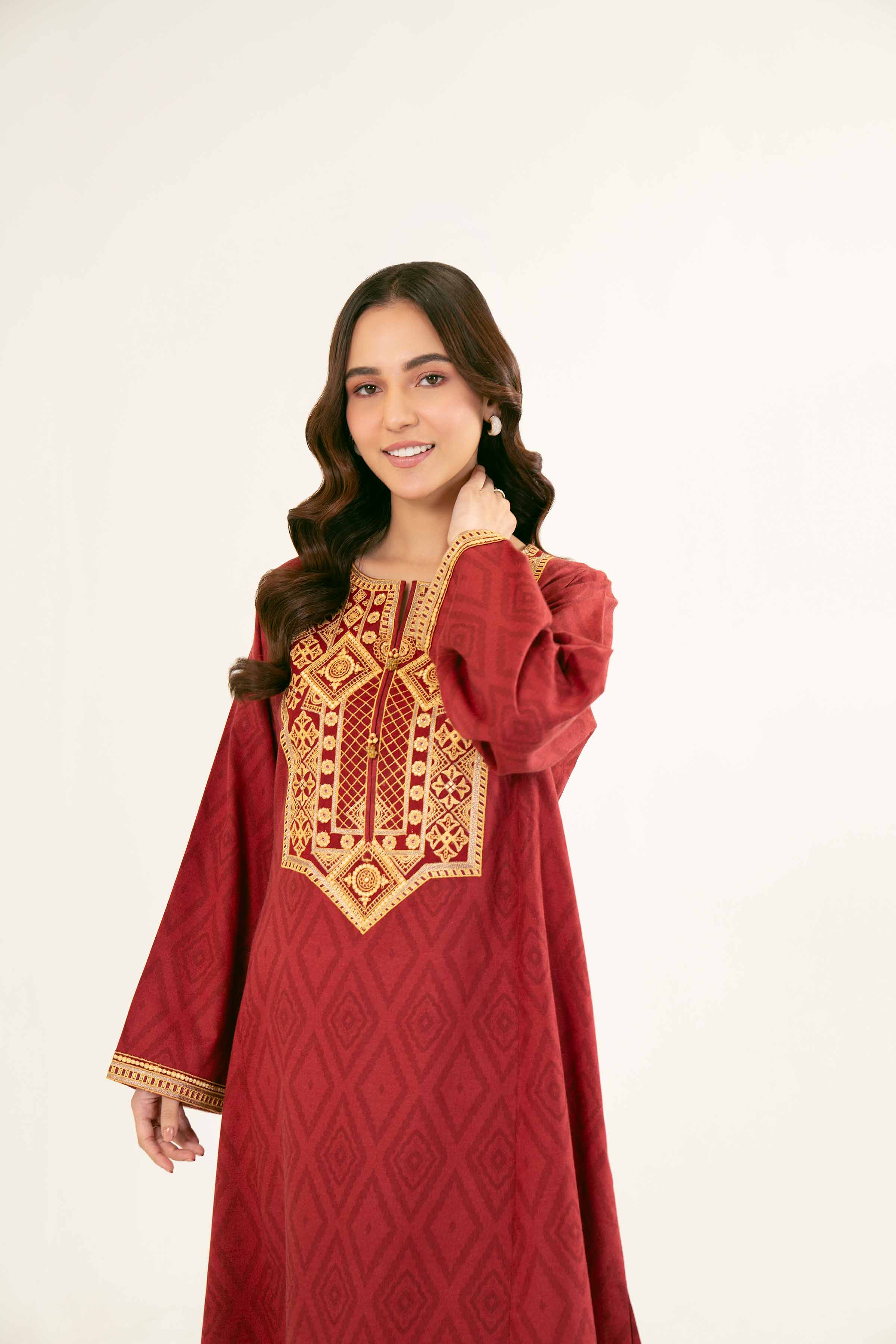 2 Piece - Printed Embroidered Suit - PW24-221 - Image 7